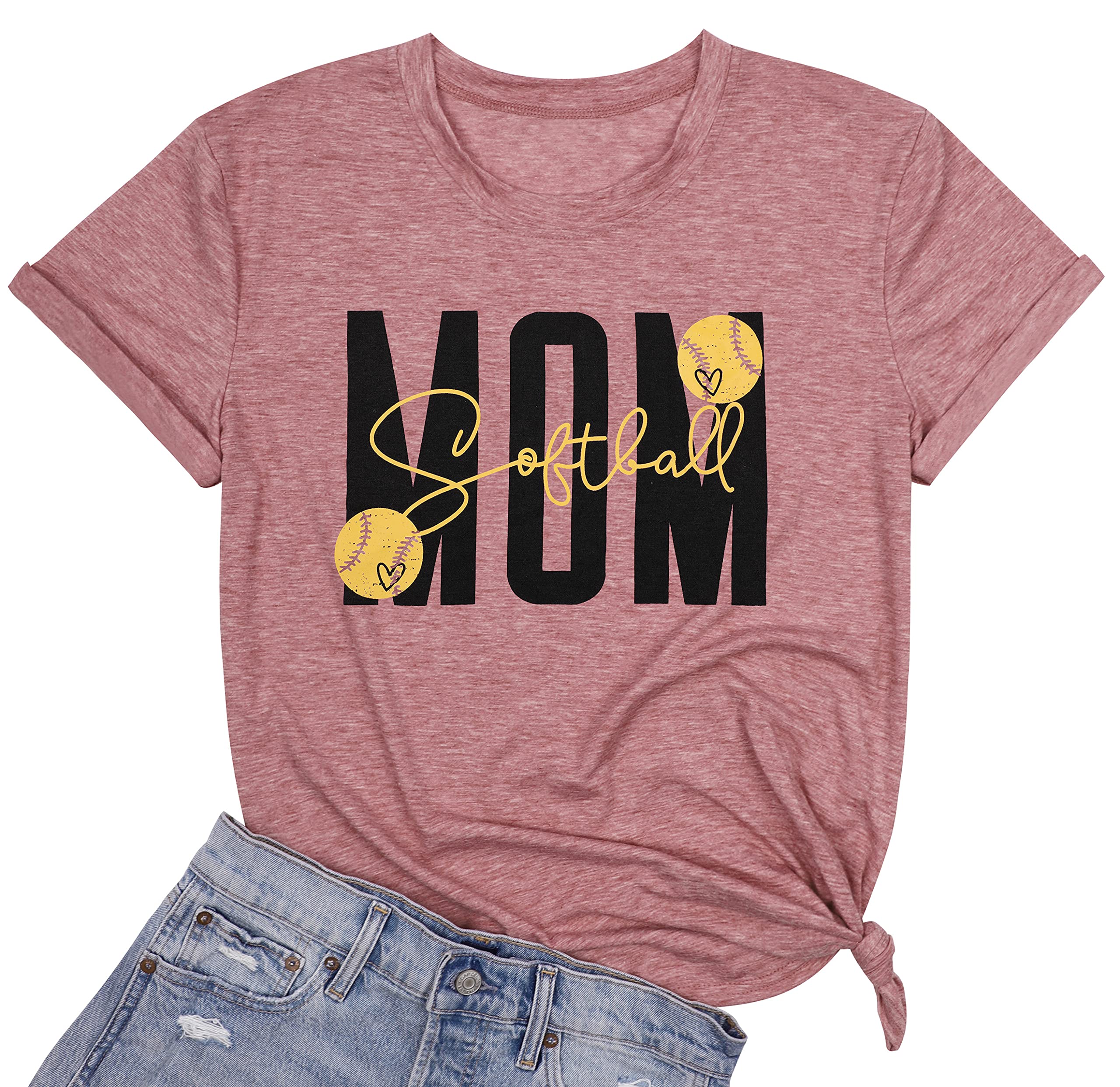 Women's Tie Dye Softball T-Shirt - Letter Print Mama Graphic Tee | Comfortable O-Neck Short Sleeve Casual Shirt | Perfect for Mother's Day Gifts, Baseball Games & Everyday Wear