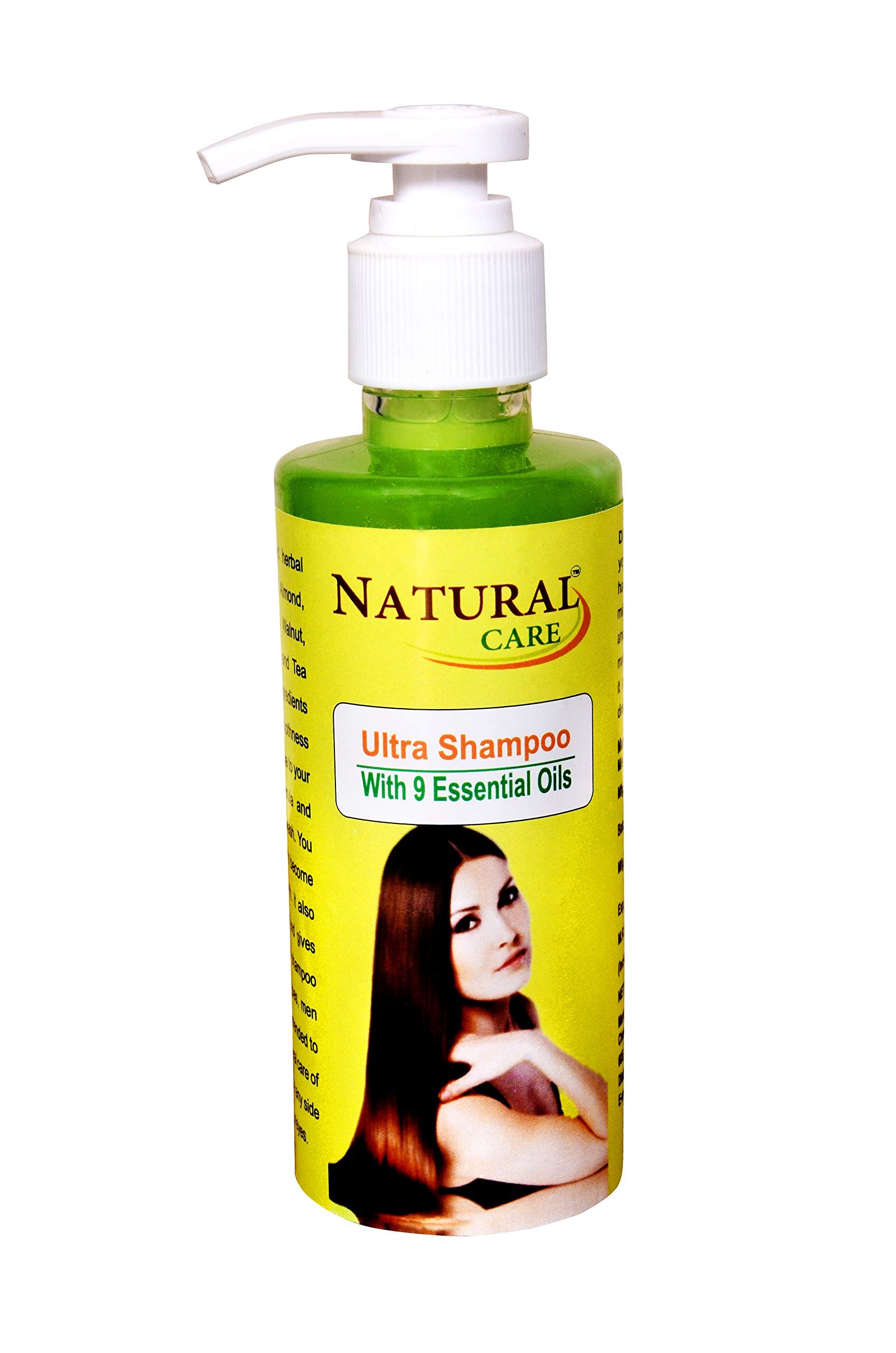 Natural Care Ultra Shampoo with 9 Essential Oils (Almond, Coconut, Castor, Amla, Walnut, Avocado, Jojoba, Olive & Tea Tree) - 200ml for Dry, Damaged Hair - Hydrating & Nourishing Scalp Treatment for Daily Hair Care Routine
