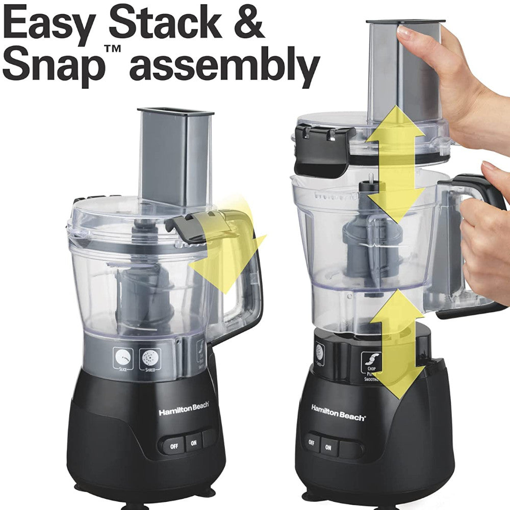 Hamilton Beach 70510 Stack & Snap Compact Food Processor - 3-Cup Capacity, Easy Storage, Perfect for Chopping, Slicing & Pureeing - Ideal for Small Kitchens, Meal Prep & Baby Food Making