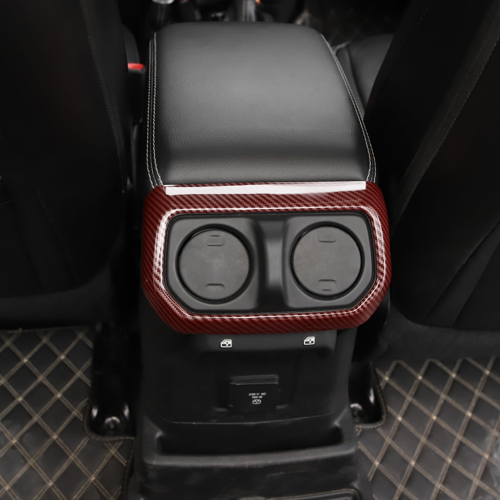 Jeep Wrangler JL JLU & Gladiator JT Rear AC Vent Trim Frame (2018-2024) - RT-TCZ Red Carbon Fiber Interior Upgrade | Perfect for Off-Roading & Custom Jeep Modifications
