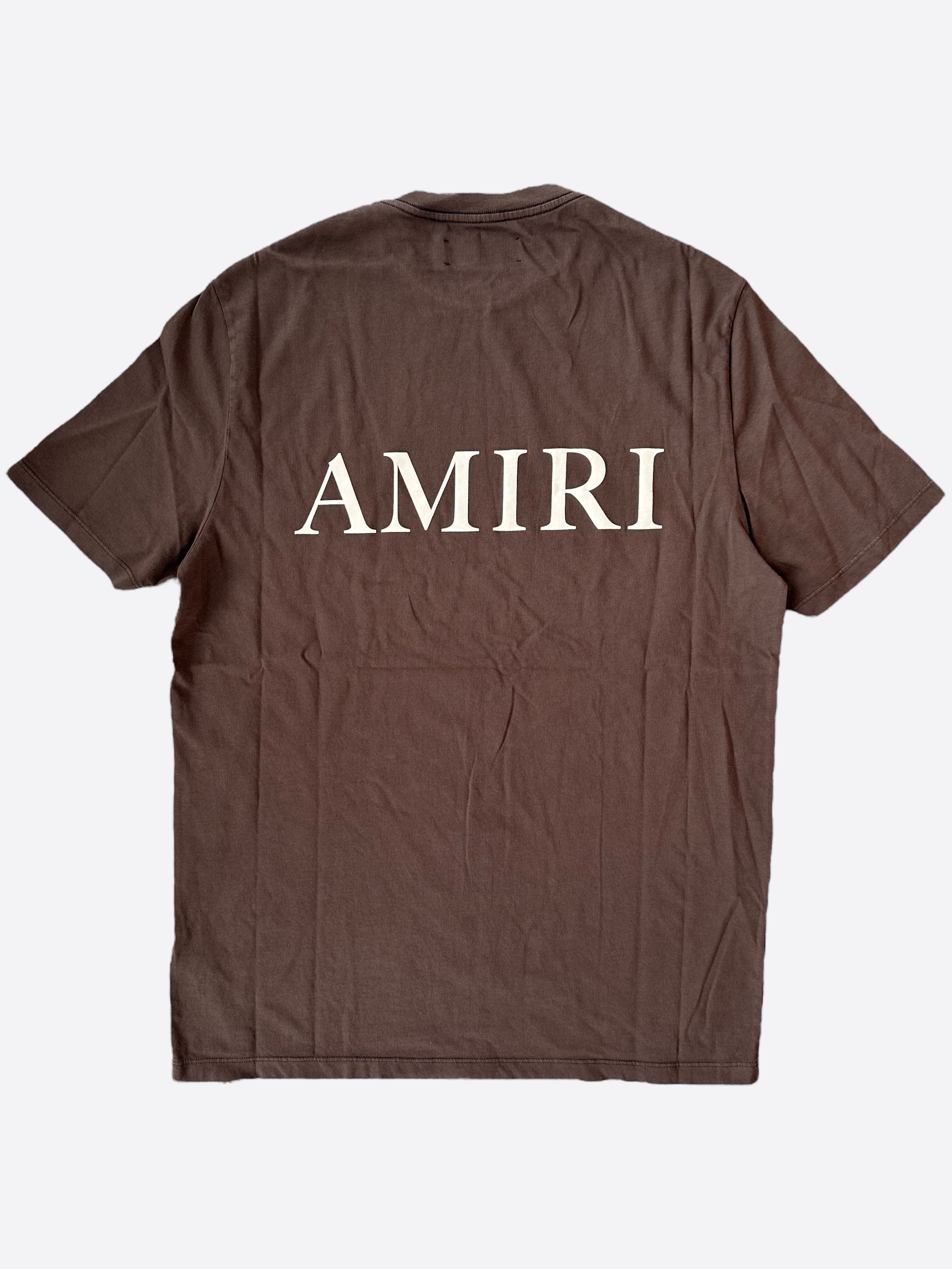 Amiri Brown & White Puff Logo T-Shirt for Men - Stylish Graphic Tee for Casual Wear, Street Fashion & Everyday Outfits