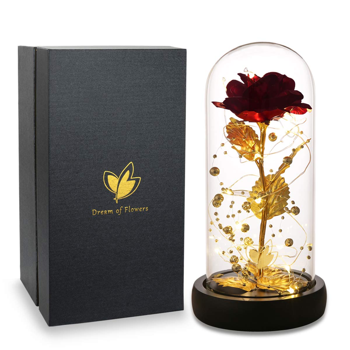 Eternal Galaxy Rose in Glass Dome - Artificial Infinity Rose Gift for Wedding, Anniversary, Birthday, Valentine's Day & Mother's Day - Unique Keepsake for Women, Girlfriend, Wife (Red Rose) | Perfect for Home Decor, Romantic Surprises & Special Occasions