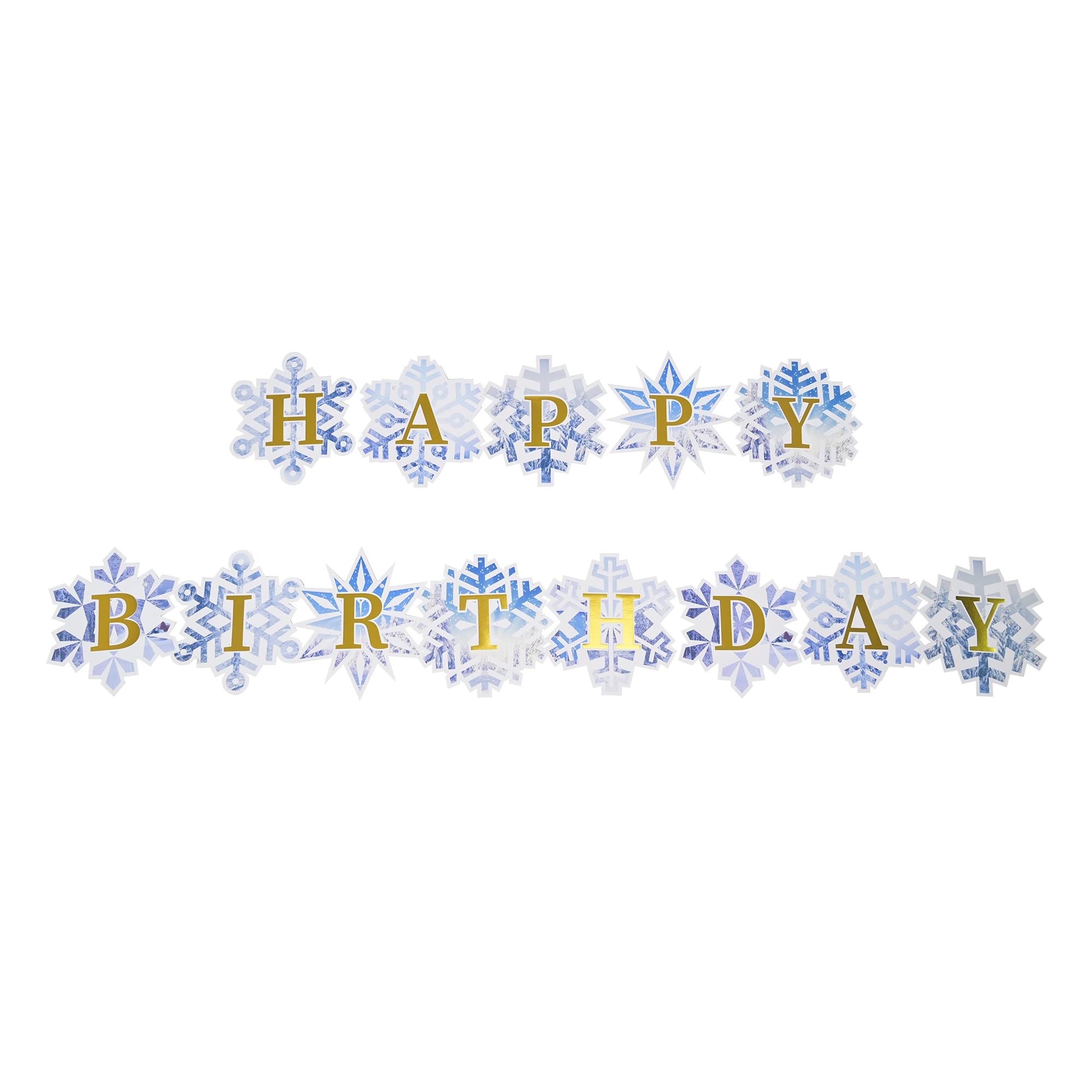 Snowflake Happy Birthday Banner - Festive Party Decorations for Kids Birthday Celebrations, Baby Showers & Winter Themed Events