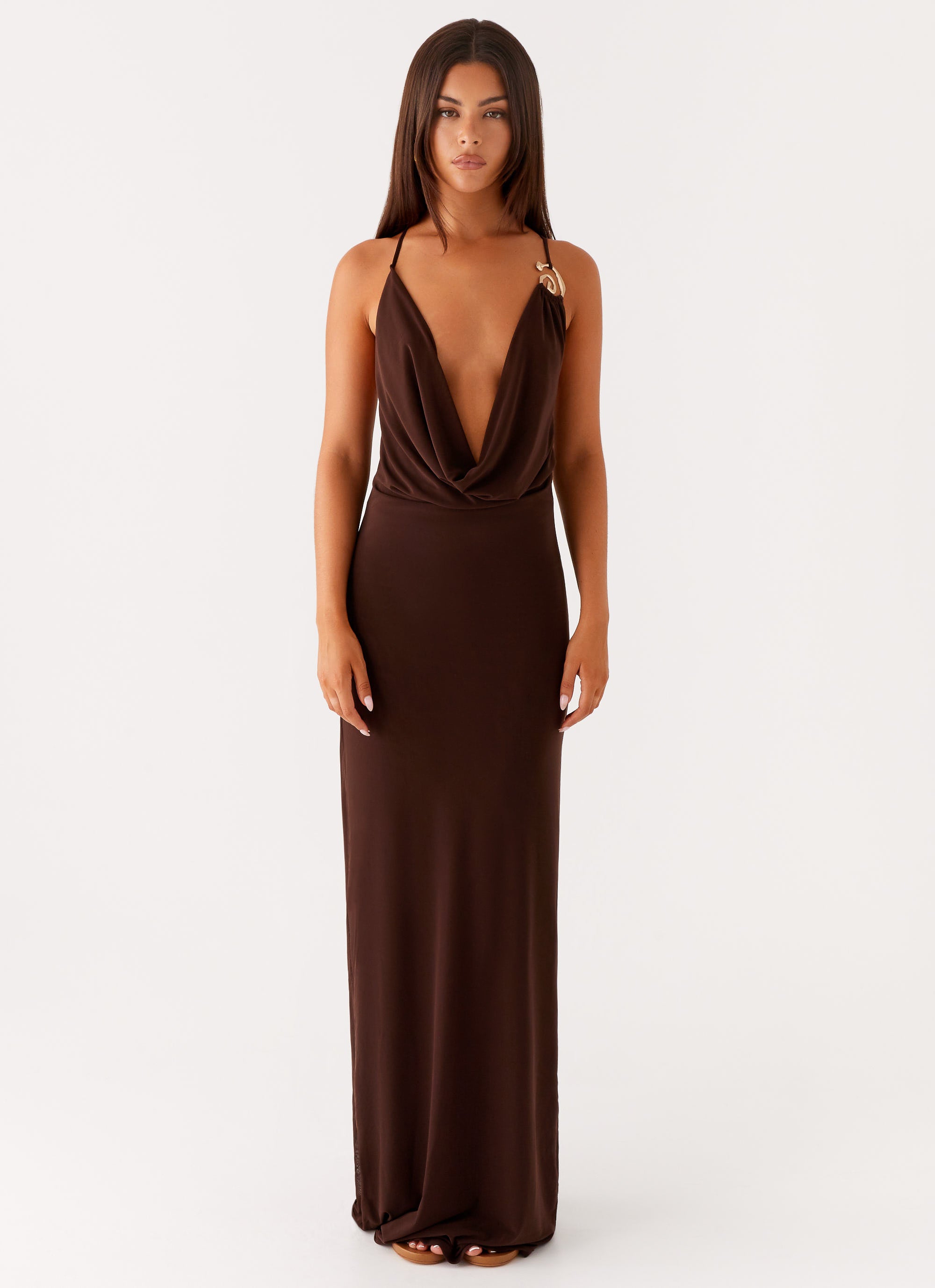 Game Player Maxi Dress in Chocolate - Stylish & Comfortable Long Dress for Women, Perfect for Casual Outings, Beach Vacations & Summer Parties