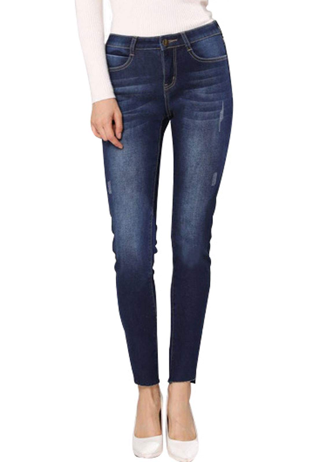 Flygo Women's Casual Fleece Lined Jeans - Slim Fit Stretch Denim Pants for Winter Warmth & Comfort | Perfect for Outdoor Activities, Work & Everyday Wear