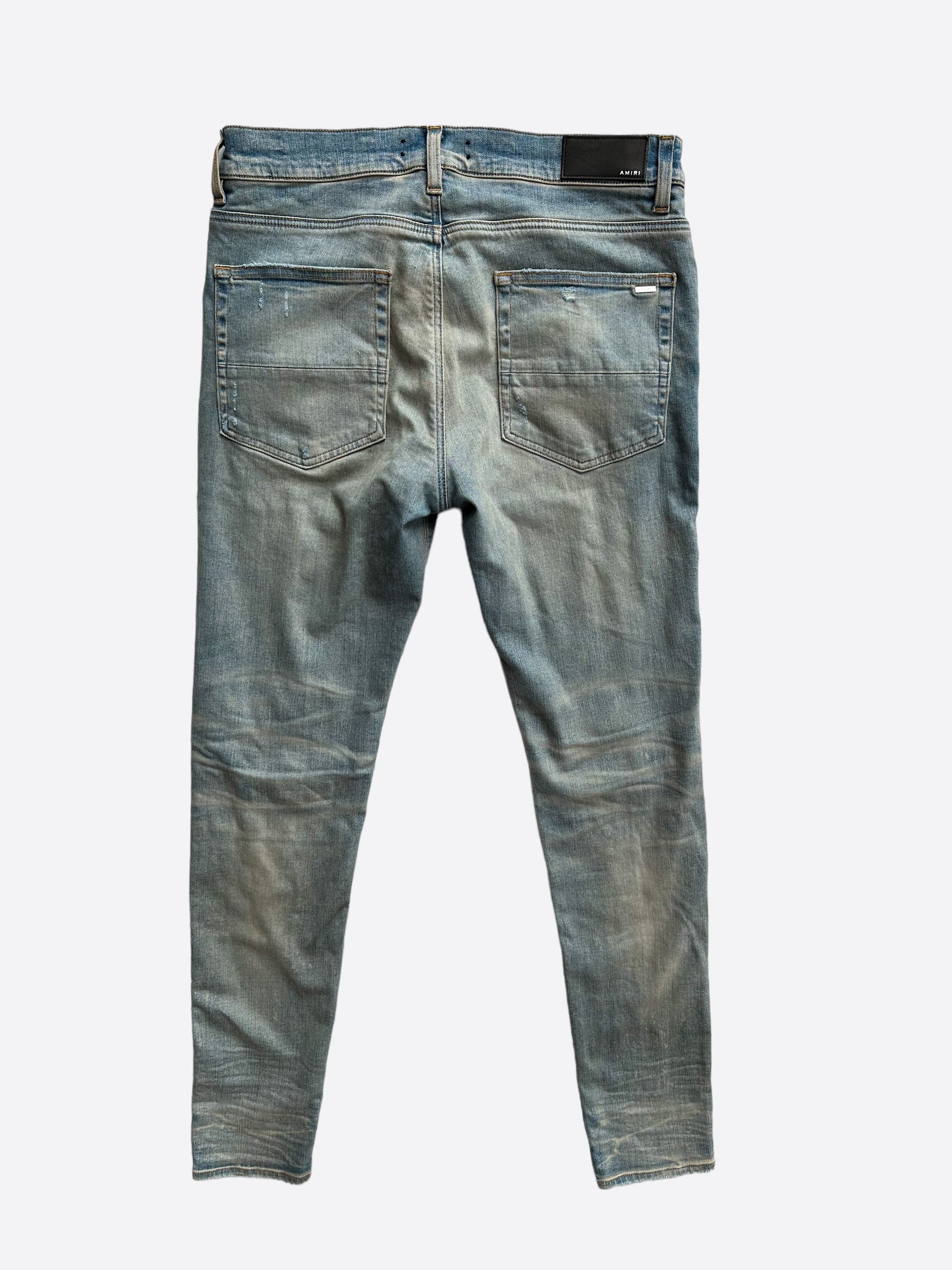 Amiri Blue & Red Plaid MX1 Distressed Jeans for Men - Vintage Ripped Denim Pants | Perfect for Casual Outfits, Streetwear & Night Out