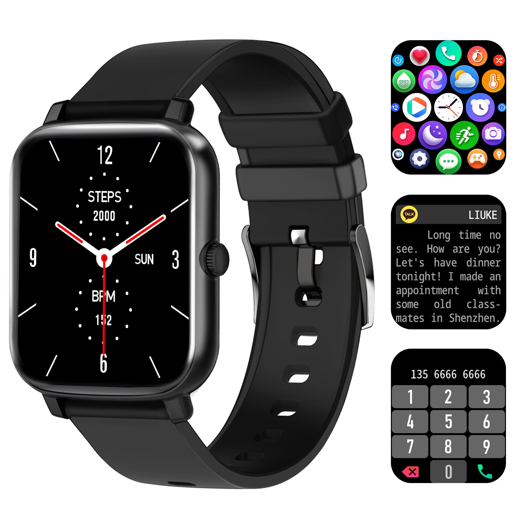 Lyaarka Smart Watch - Fitness Tracker with Heart Rate, Sleep & Blood Oxygen Monitor for iPhone Android - Perfect for Workouts & Daily Use