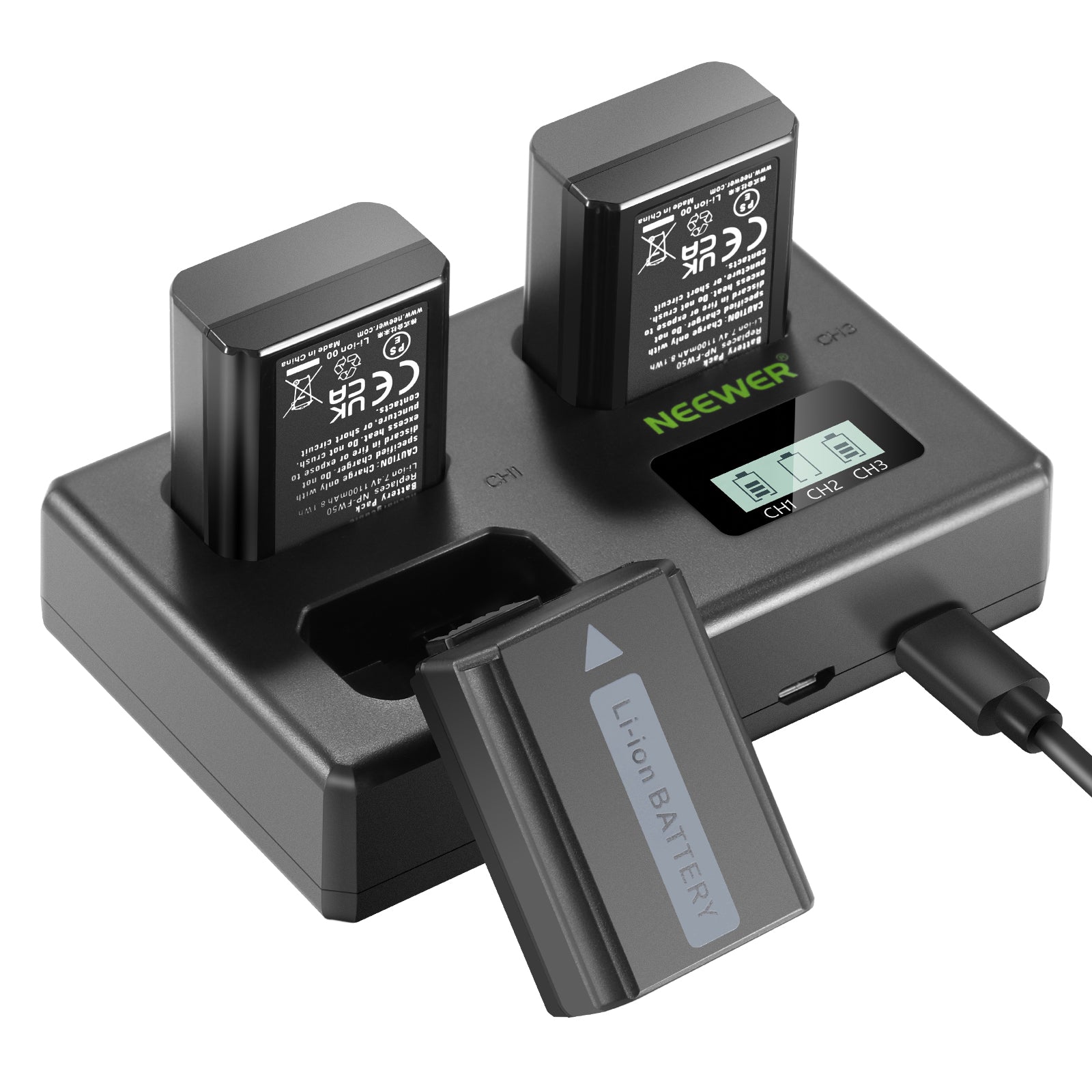 NEEWER NP-FW50 3-Pack Replacement Battery and Dual USB Charger for Sony Cameras - Perfect for Travel, Vlogging & Professional Photography