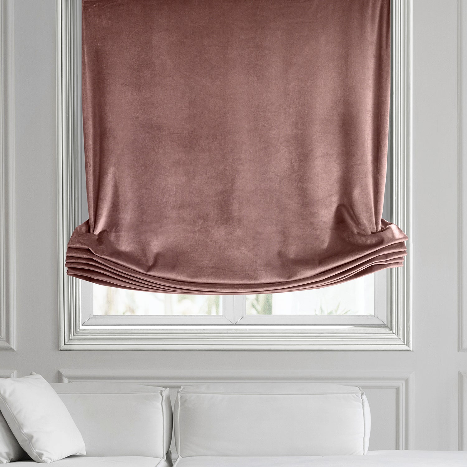 Wild Rose Heritage Plush Velvet Roman Shade - Elegant Blackout Window Treatment for Bedroom & Living Room