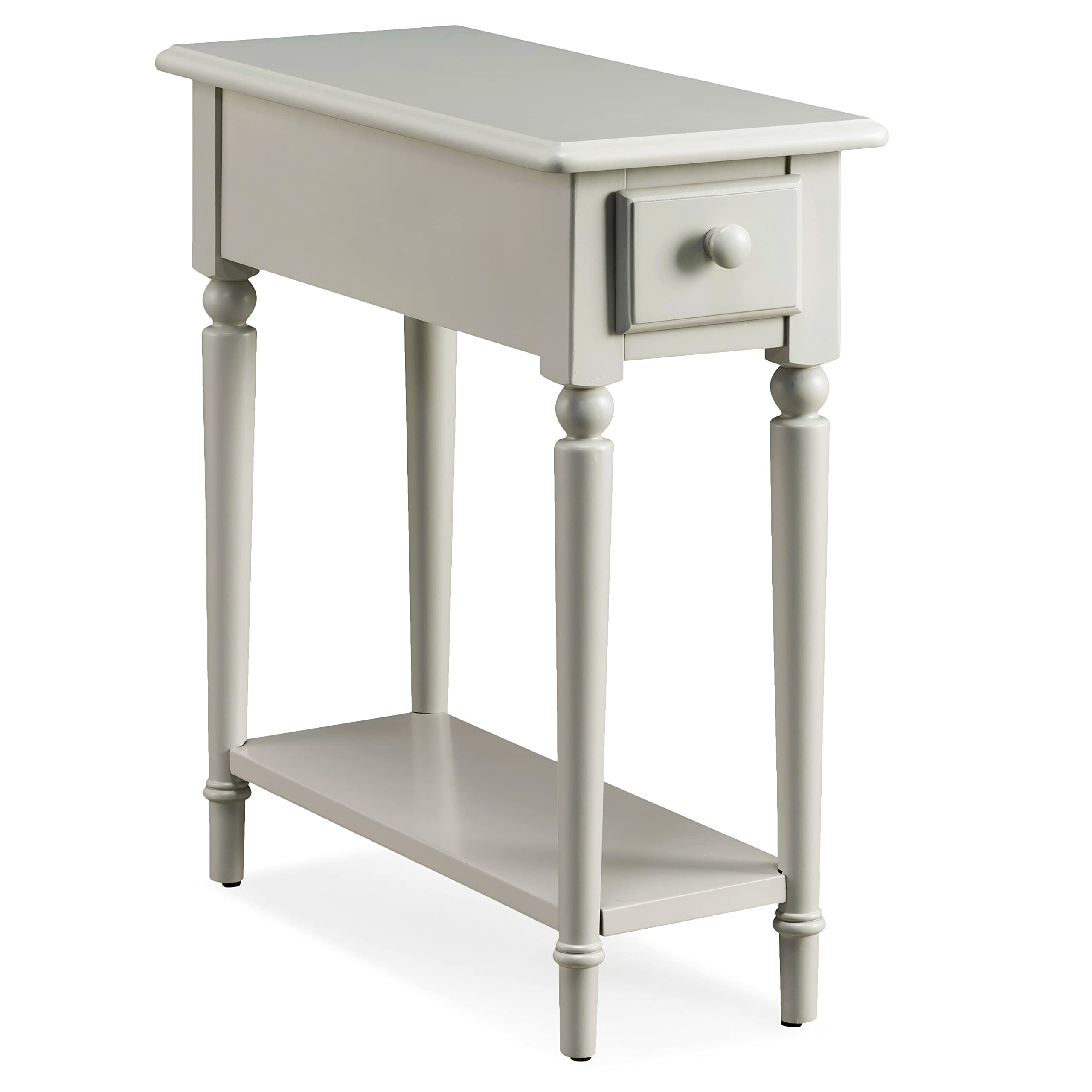 Leick Furniture Coastal Narrow Side Table with Shelf - Greige Finish - Perfect for Living Room, Bedroom, or Beach House Decor