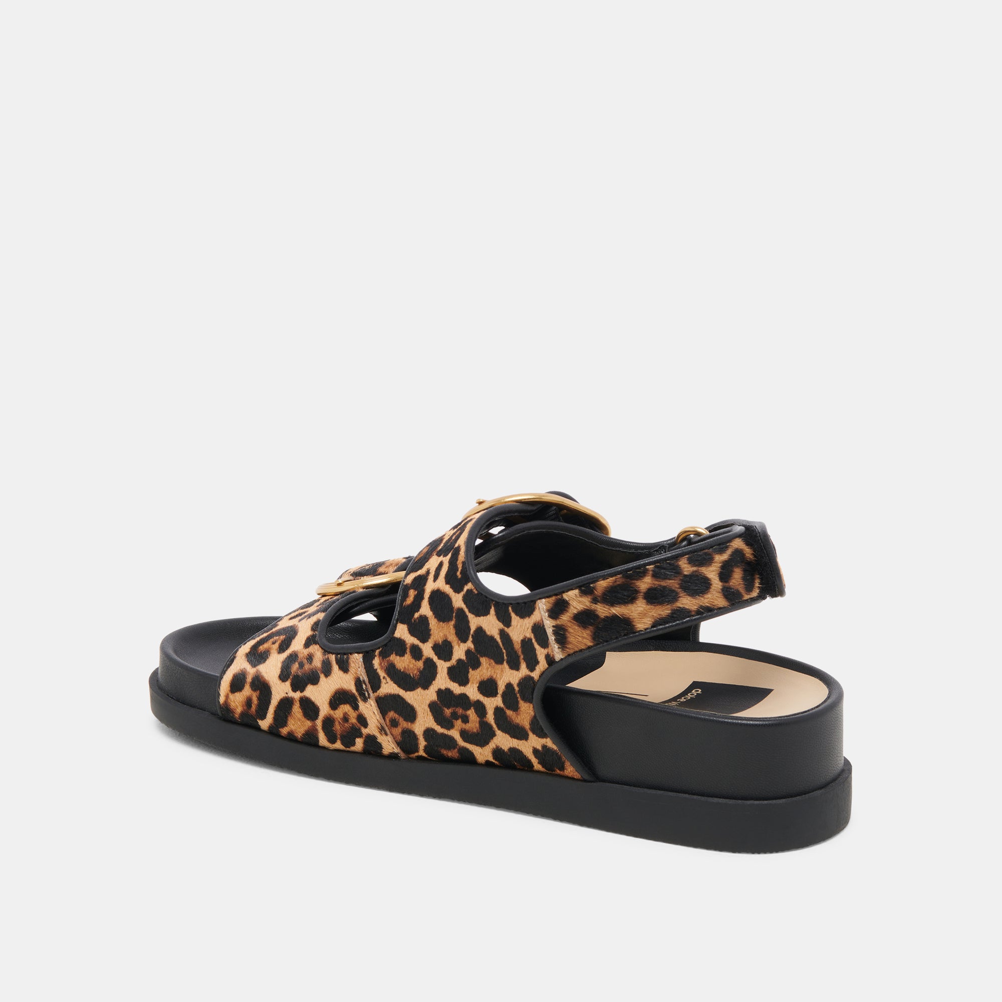 STARLA Women's Leopard Print Black Calf Hair Sandals - Fashionable & Comfortable for Summer, Beach, and Casual Outings