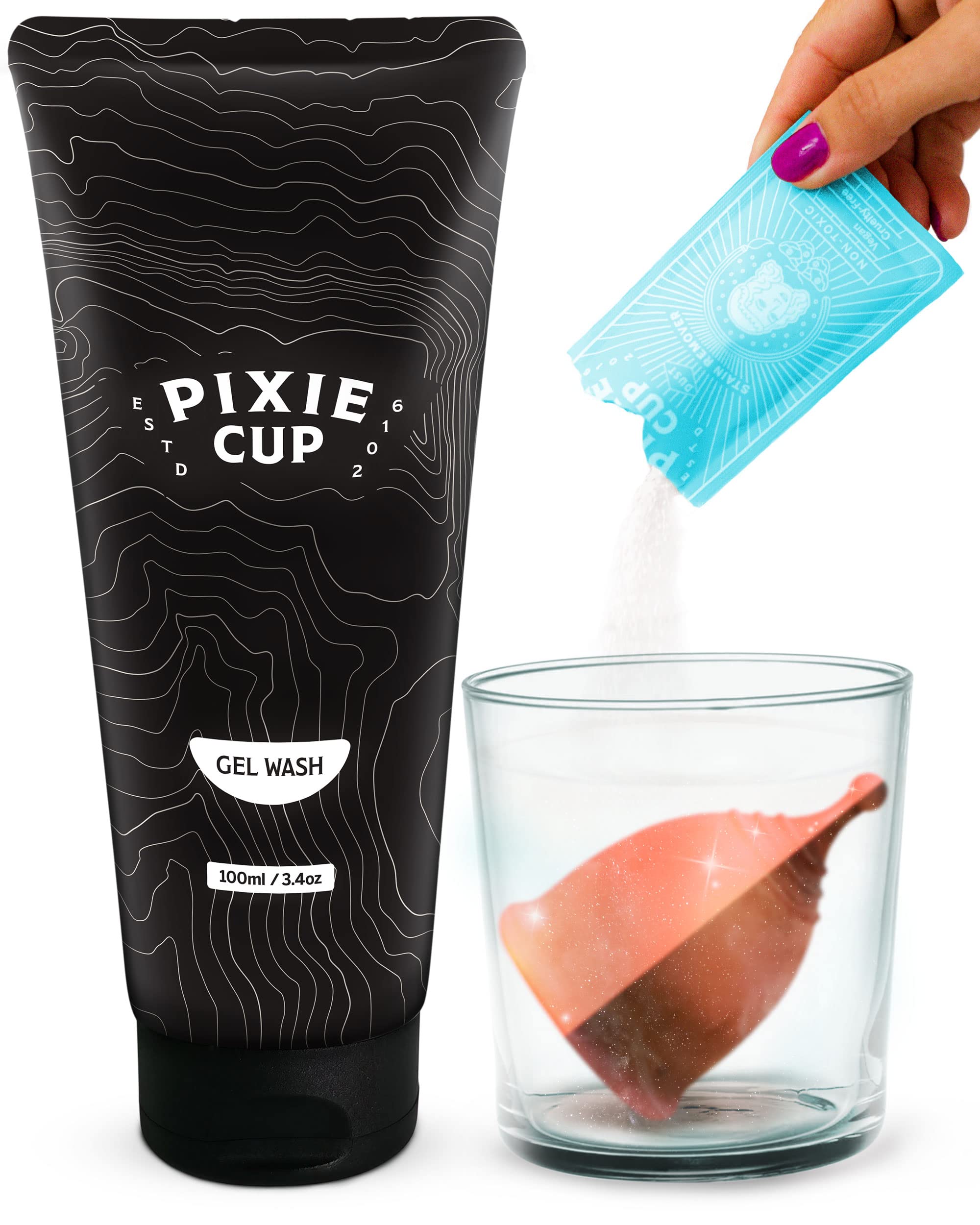 Organic Menstrual Cup Stain Remover & Sterilizer Powder | Safe, Natural Cleaner for Reusable Period Discs & Cups | Gentle Foaming Wash for Deep Cleaning | Perfect for Travel, Home & Gym Use