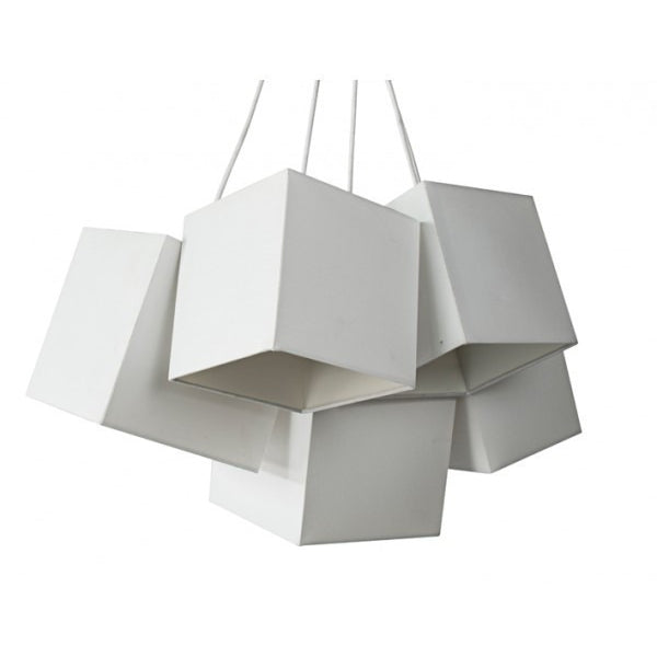 Loria White Square Cluster Pendant Lights - Modern Ceiling Lighting Fixture for Dining Room, Kitchen Island, and Living Room Decor