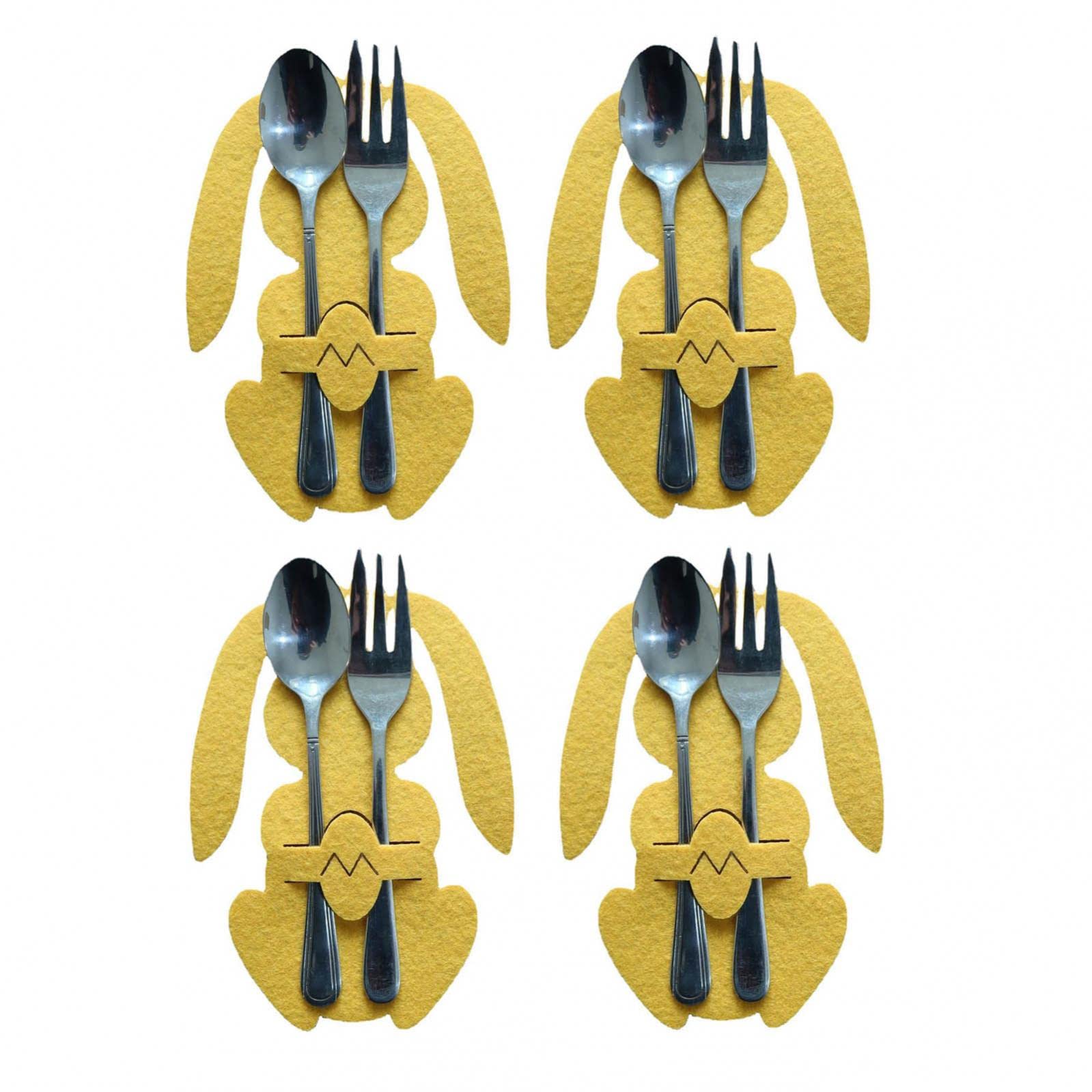 4-Piece Easter Cutlery Bag Set - Festive Party Silverware Holder with Floral Design for Easter Table Decorations, Holiday Dinnerware Accessories - Perfect for Easter Brunch, Spring Parties & Holiday Table Settings