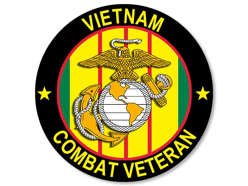 US Marines Vietnam Combat Veteran Vinyl Decal - 3 Inch Licensed USMC Sticker for Cars, Trucks, Laptops & Coolers - Perfect for Military Pride, Veteran Support & Patriotic Display
