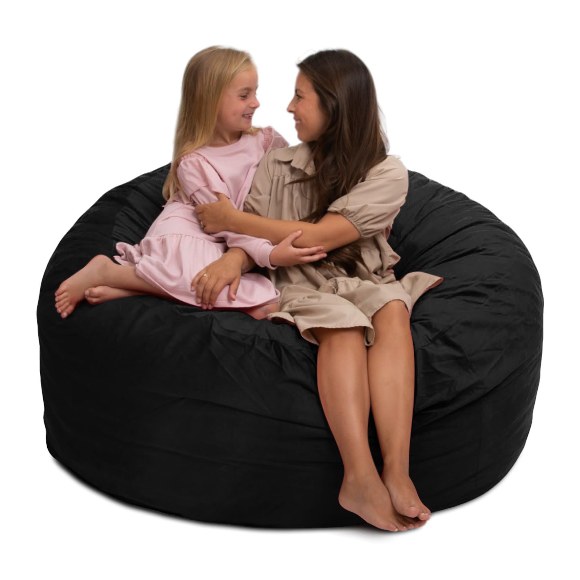 Ultimate Sack 5ft Oversized Bean Bag Chair for Adults - Black Suede Comfortable Lounge Sofa Loveseat | Perfect for Living Room, Game Room & Dorm Relaxation