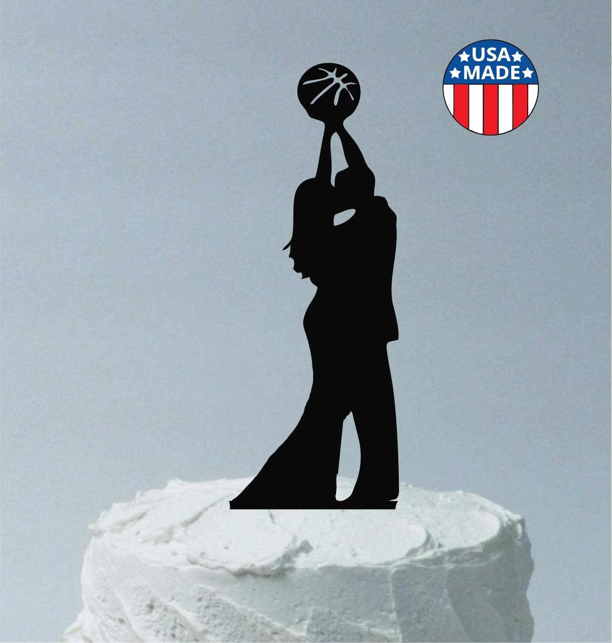Basketball Wedding Cake Topper - Bride and Groom Silhouette Figurines Kissing with Basketball - Sport Themed Wedding Decor for Basketball Lovers - Perfect for Wedding Cakes, Anniversary Cakes, and Sports-Themed Celebrations