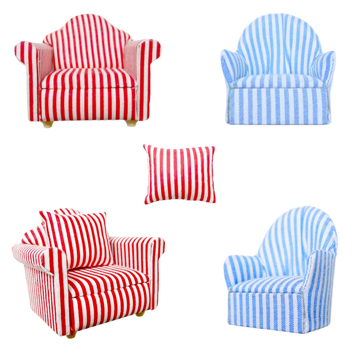 2pcs Mini Cotton Striped Hamster Sofa Bed - Soft Small Animal Chair & House for Guinea Pigs, Sugar Gliders, Hedgehogs, Lizards | Cozy Pet Furniture Accessories for Cages, Playpens & Home Decor