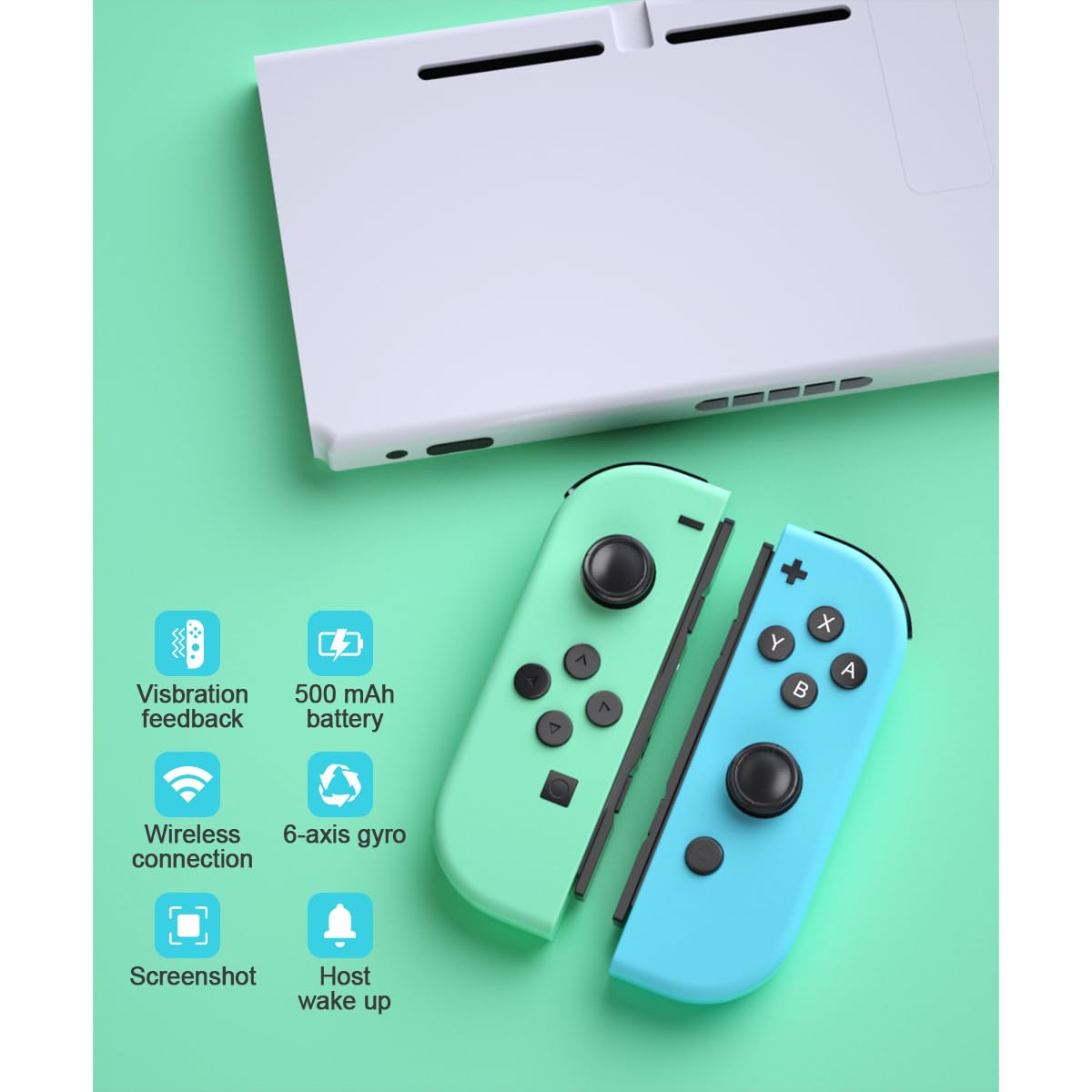 Wireless Switch Controller with Motion Control & Dual Vibration - Ergonomic Gamepad for Nintendo Switch (OLED/Regular) - Perfect for Multiplayer Gaming, TV Mode & Handheld Play