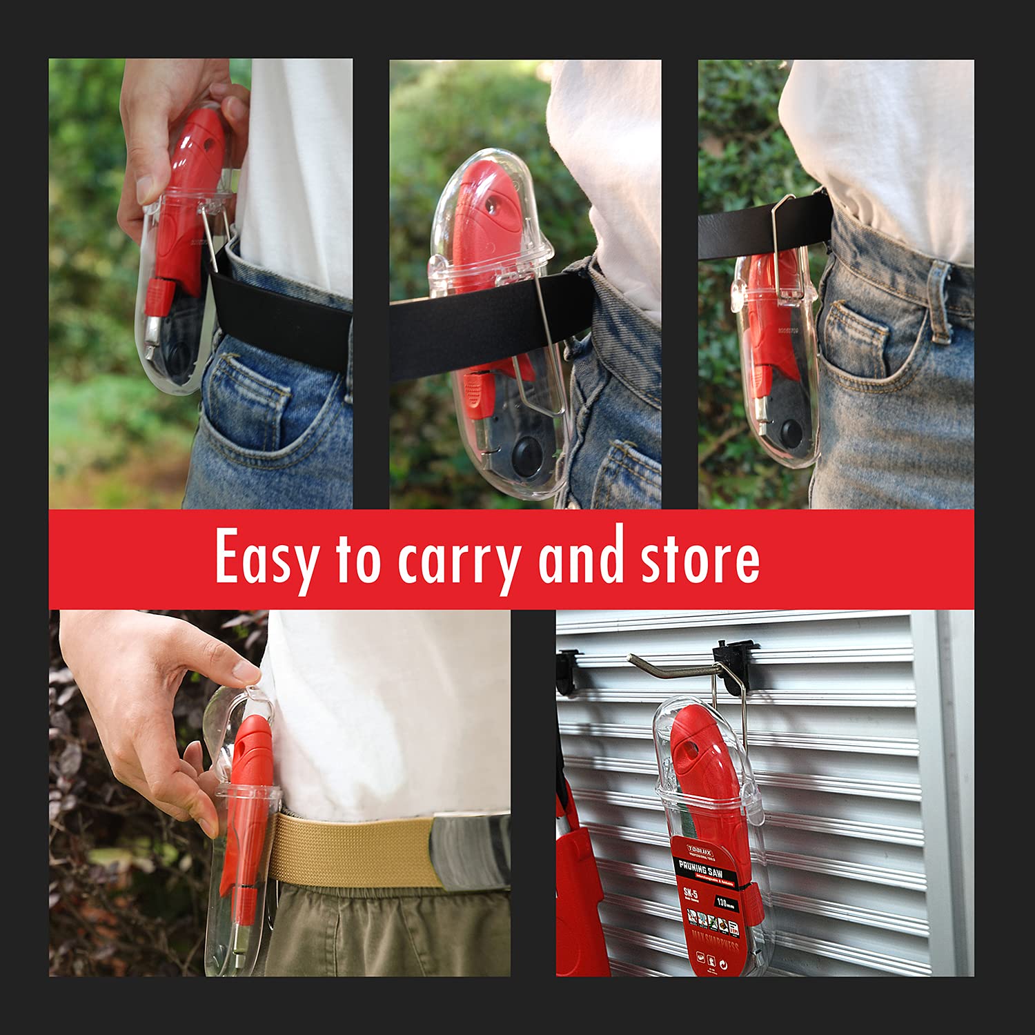 5 Inch Folding Pruning Saw with Razor Teeth - Compact Hand Saw for Tree Branches, Wood Cutting, Camping & Outdoor Use - Includes Portable Carrying Case