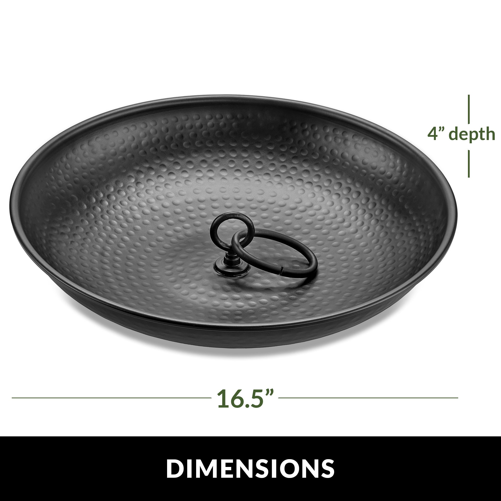 Black Rain Chain Basin - 16.5 Inch Diameter Decorative Water Collector for Garden Downspout Drainage | Perfect for Outdoor Landscaping & Japanese Style Gardens