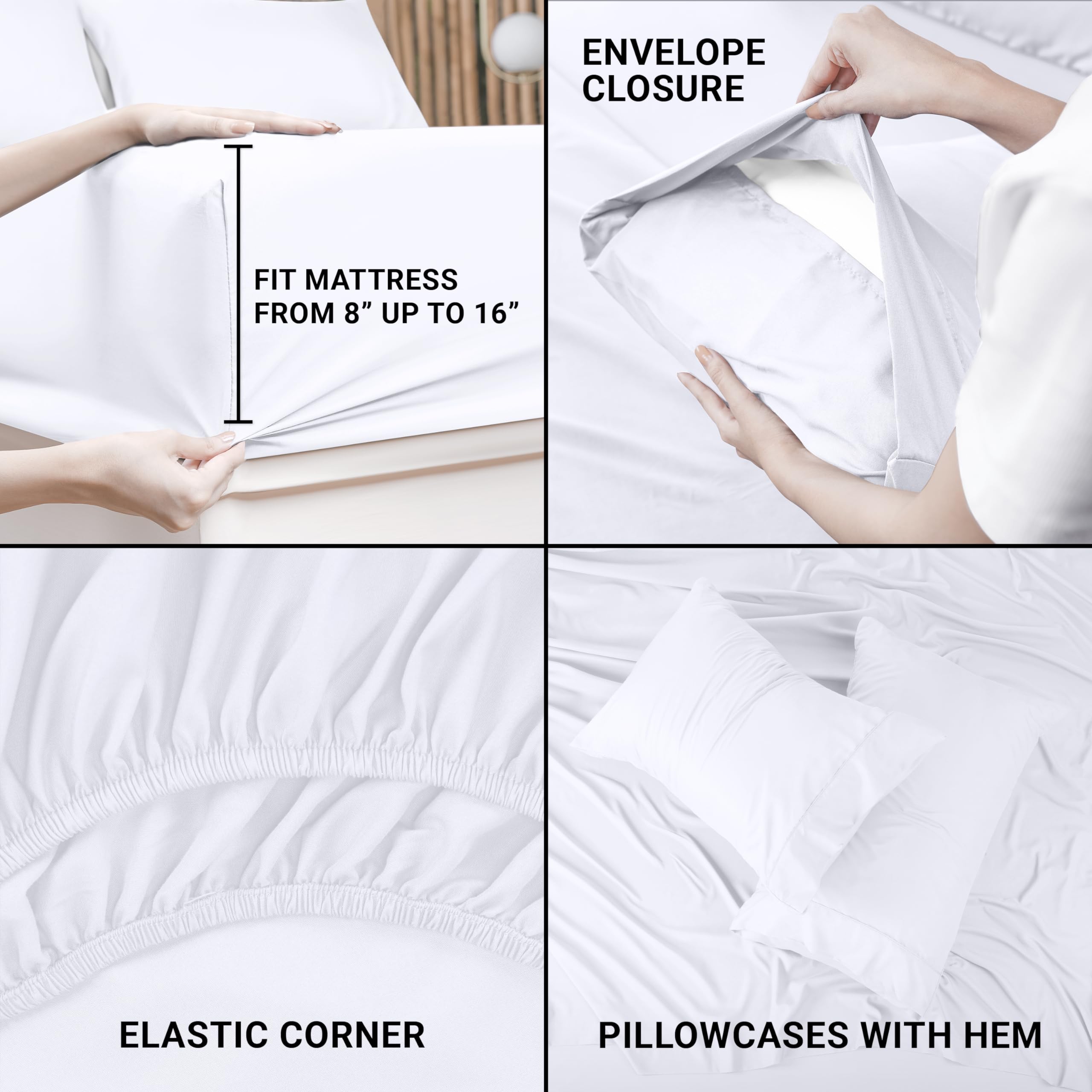 Utopia Bedding Queen Size Bed Sheets Set - 10-Piece Bulk Pack - Ultra Soft Brushed Microfiber Sheets - Shrink & Fade Resistant - Easy Care White Bedding - Perfect for Hotels, Spas, Guest Rooms & Home Use