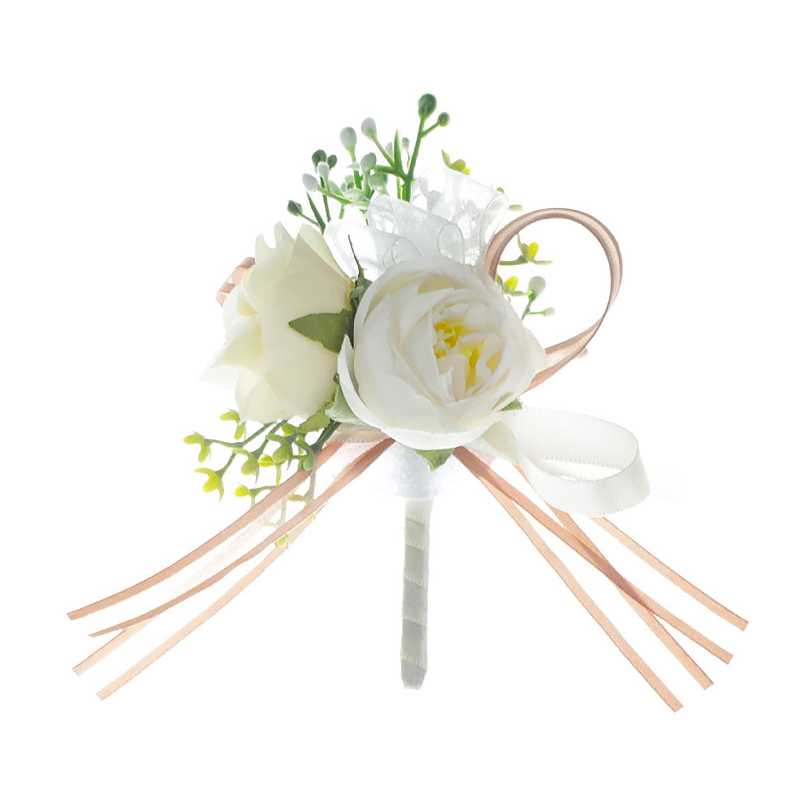 Artificial Silk Wrist Corsage for Weddings - Elegant Fake Flower Bouquet for Bride, Bridesmaid & Prom - No Odor, Realistic Decorative Floral Accessory for Wedding Ceremony, Reception & Special Events