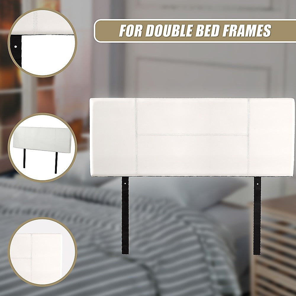 Queen Size PU Leather Bed Headboard - Modern Upholstered White Bed Frame Headboard for Bedroom Decor, Home Styling & Comfortable Back Support