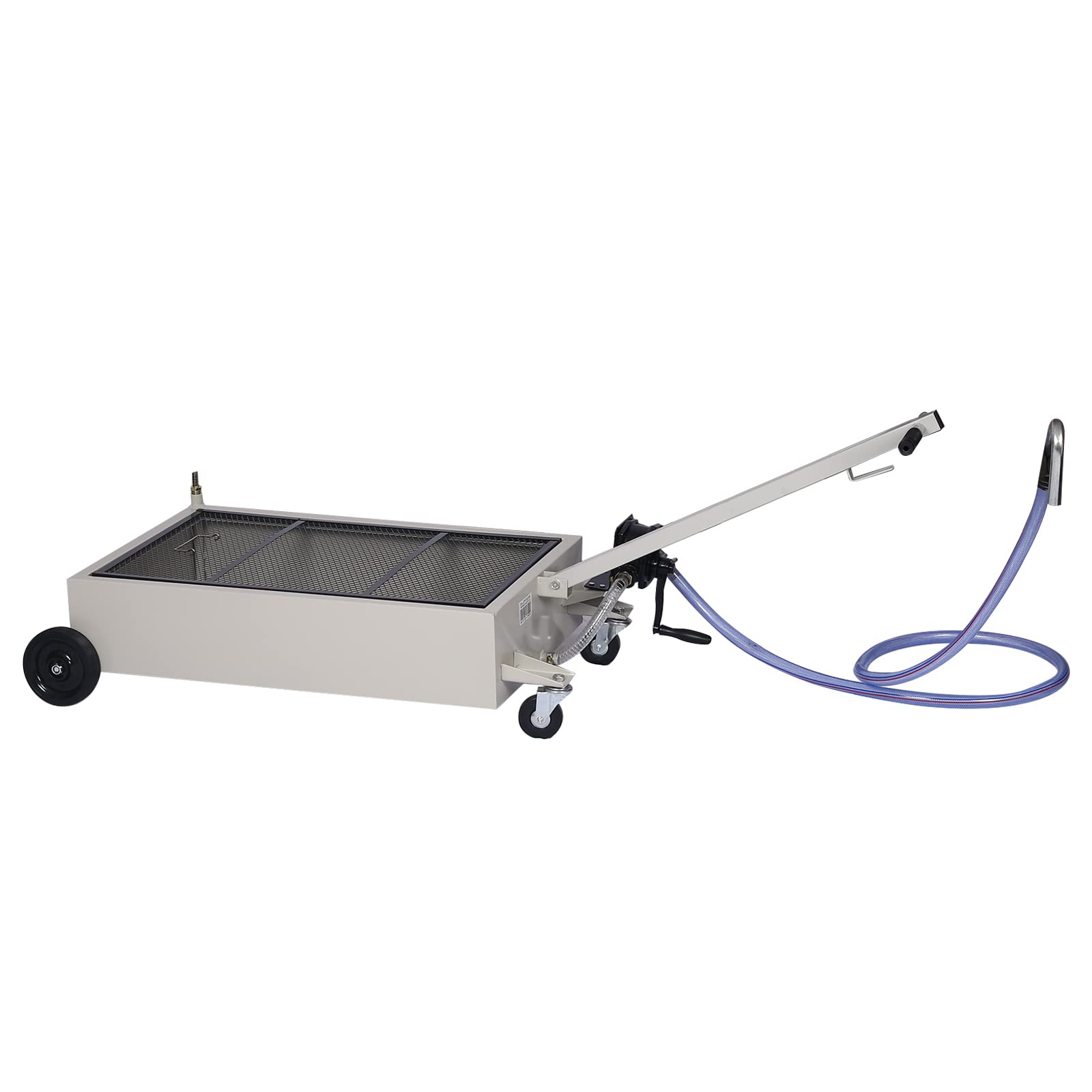 Henf 20 Gallon Oil Drain Pan with Hand Pump - Low Profile Portable Oil Drainer for Trucks, Includes T-Handle, Wheels & 7 ft Hose - Perfect for DIY Auto Maintenance, Garage Oil Changes & Fleet Servicing