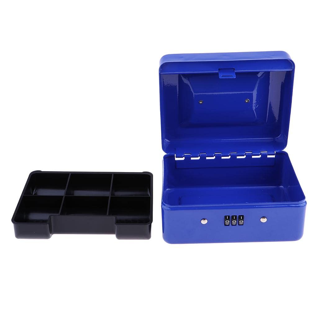 Lockable Cash Box with Key - Secure Money Storage for Jewelry, Coins & Valuables - Ideal for Home, Office & Travel - Blue