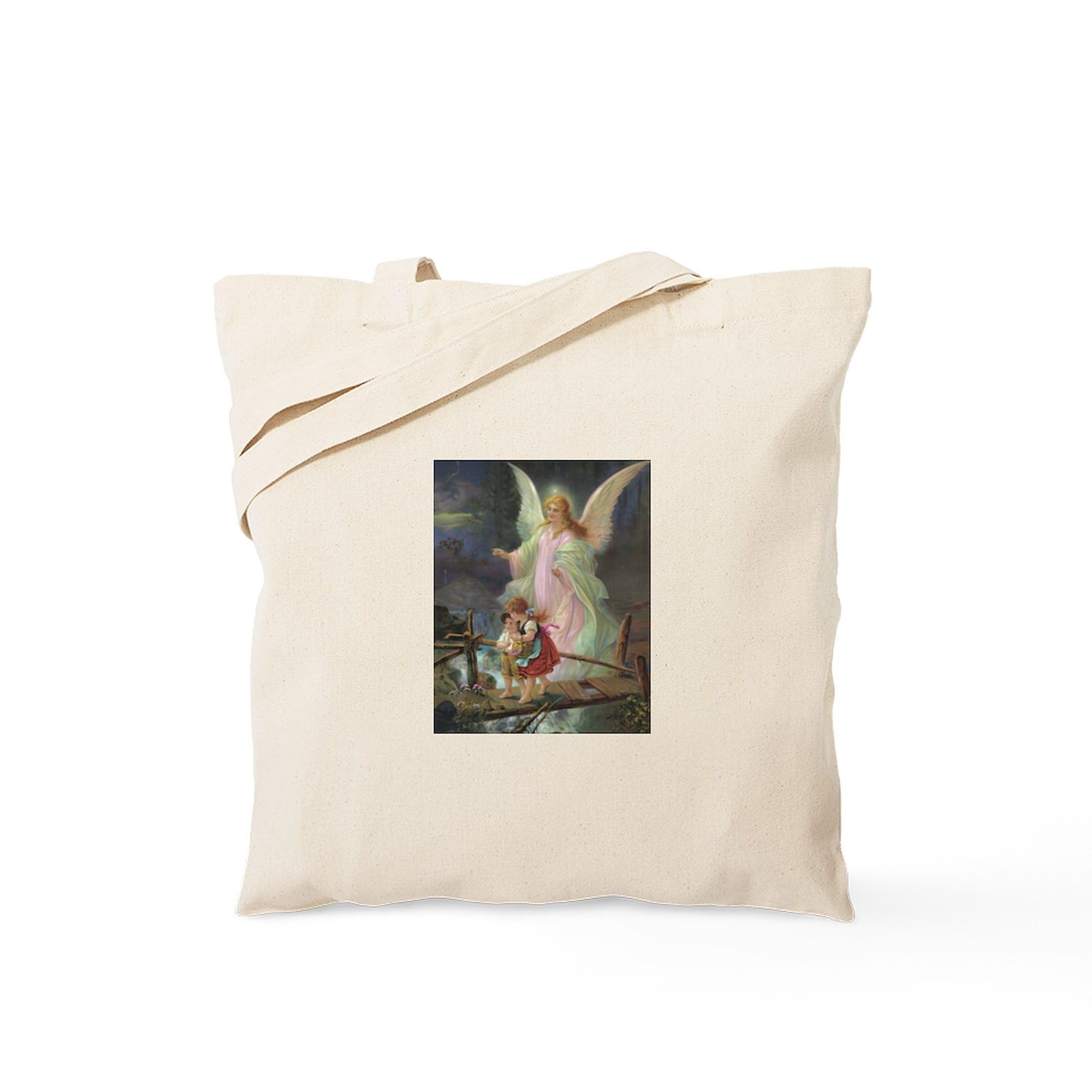 Victorian Angel Tote Bag - Natural Canvas Reusable Shopping Bag for Women, Eco-Friendly Grocery Tote - Perfect for Shopping, Beach, Work & Daily Use