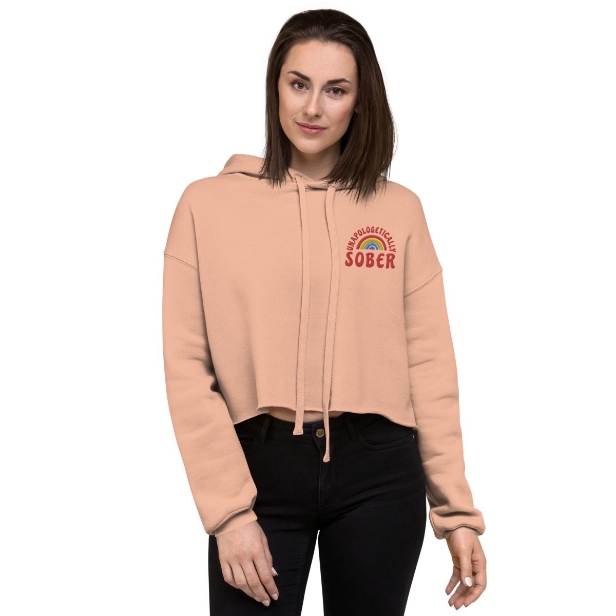 Unapologetically Sober Embroidered Women's Crop Hoodie - Stylish Casual Pullover for Sober Living, Recovery Support & Everyday Wear