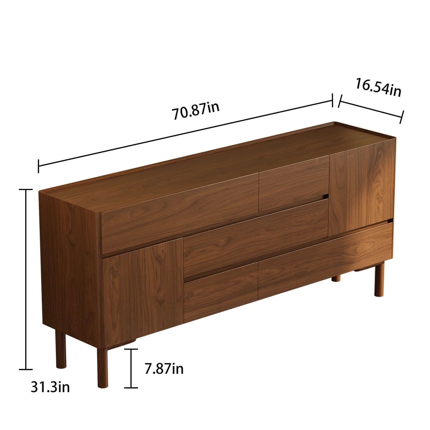 Vintage Wooden Accent Cabinet with 3 Drawers - Mid-Century Modern Storage for Living Room, Bedroom & Entryway