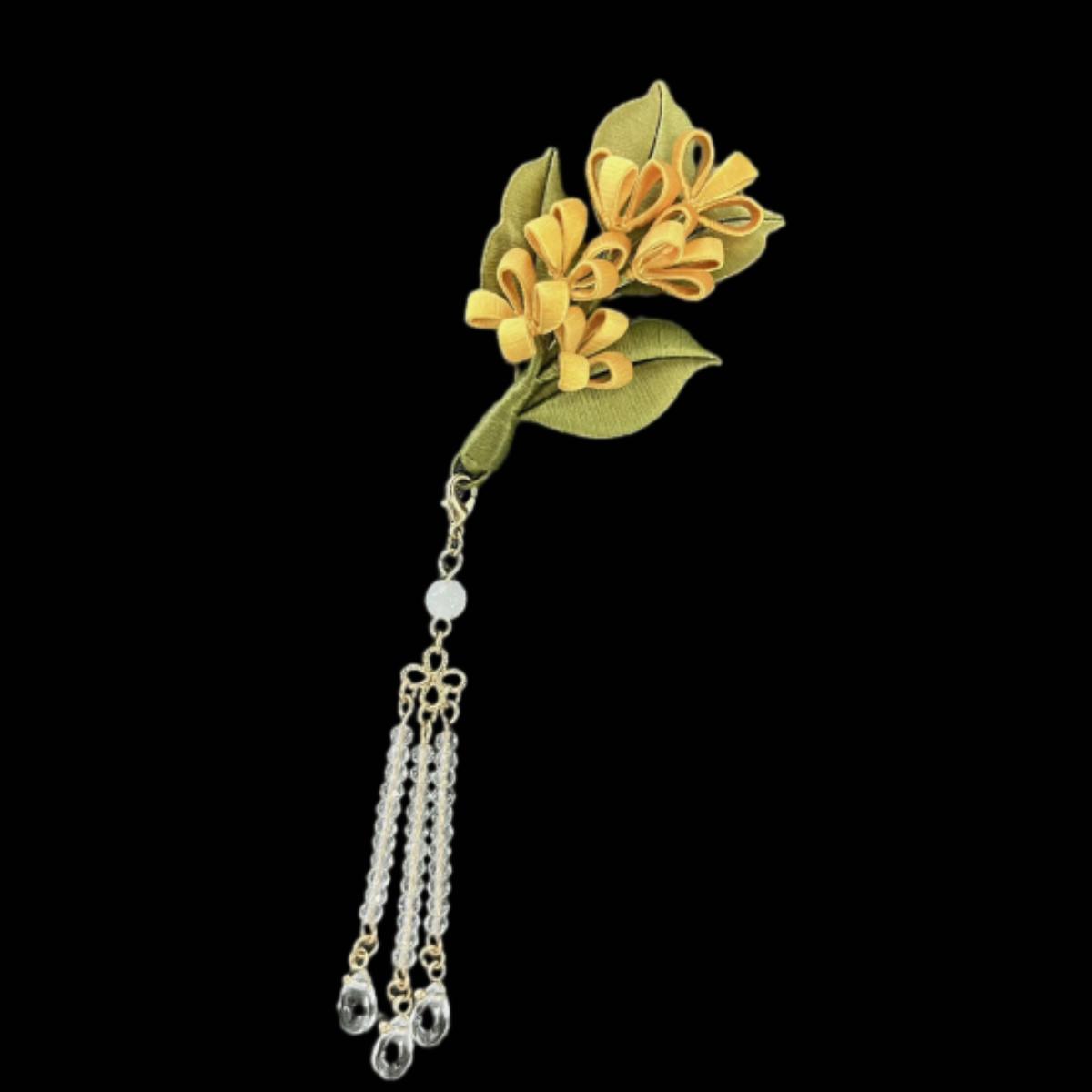 Laurel Handmade Silk Brooch - Elegant Floral Pin for Women | Perfect for Weddings, Parties & Office Wear