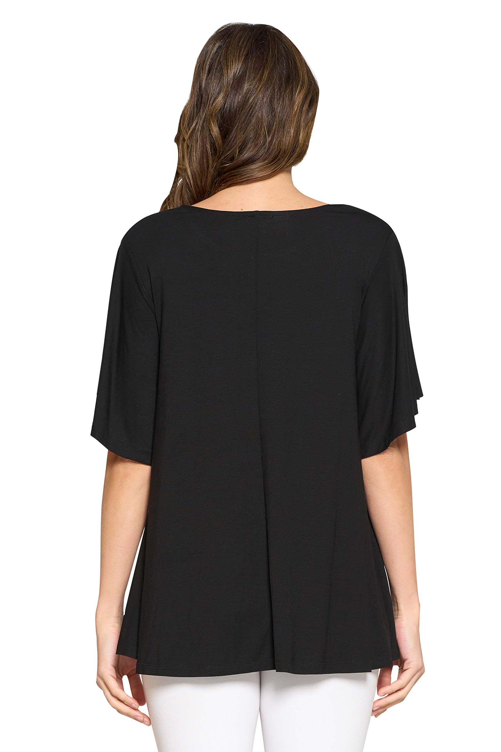 Women's Short Sleeve Round Neck Flowy Tunic Top - Soft & Comfortable Blouse for Casual Wear, Work & Summer Outfits