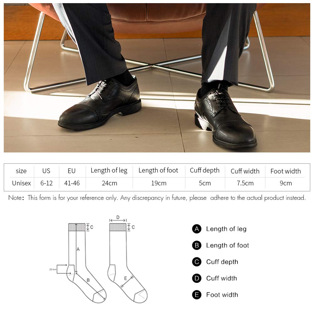 BONANGEL Men's Merino Wool Thermal Socks - Winter Warm Dress Socks for Business & Casual Wear - Black (Perfect for Office, Travel & Outdoor Activities)