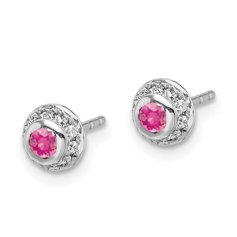 14k White Gold Pink Tourmaline Earrings - Diamond Accents for Women | Gift & Evening Wear
