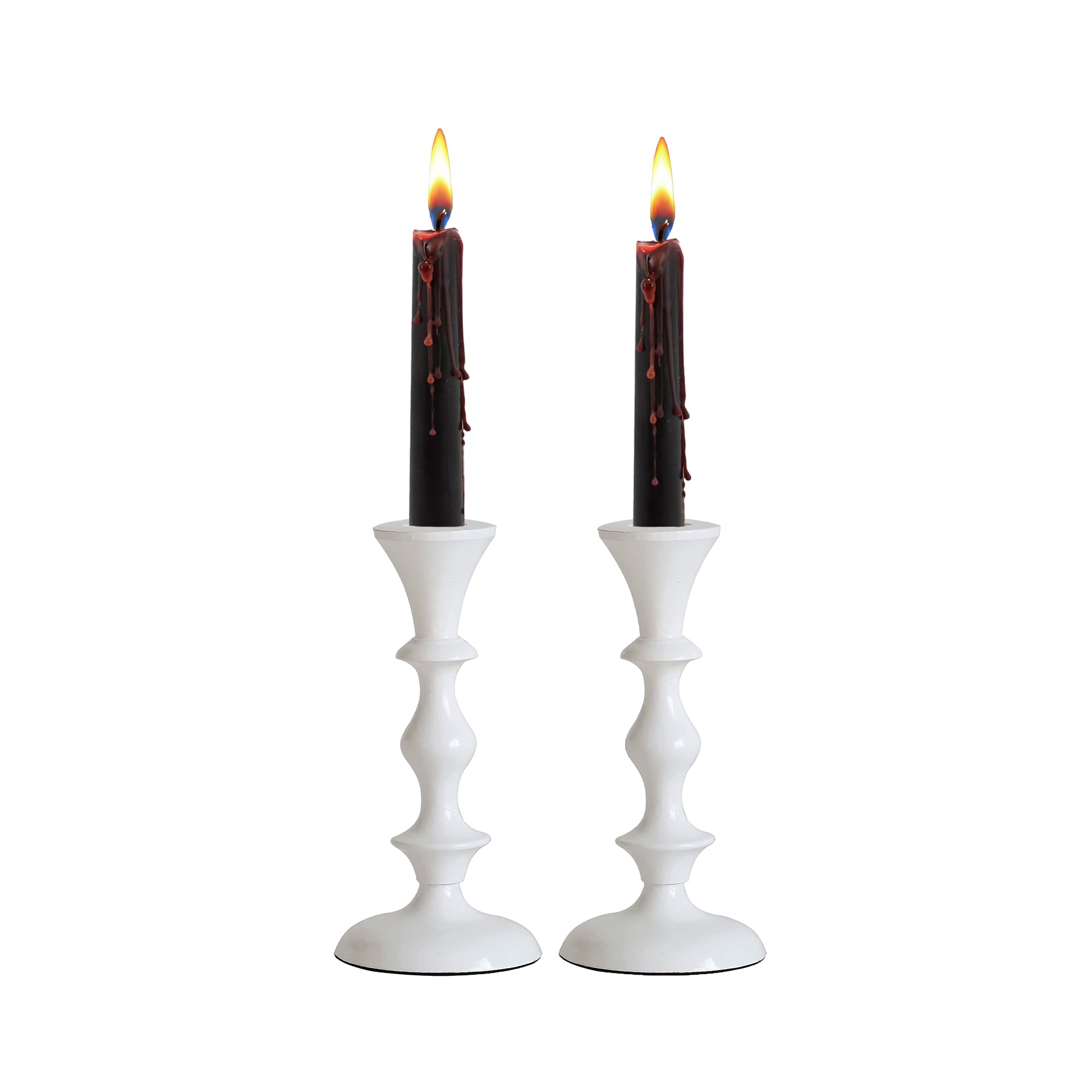 Elegant White Candle Holders Set of 2 - Decorative Taper Candle Sticks for Wedding, Dinner Party & Home Decor - Perfect Centerpiece for Romantic Tablescapes, Holiday Decorations and Special Occasions
