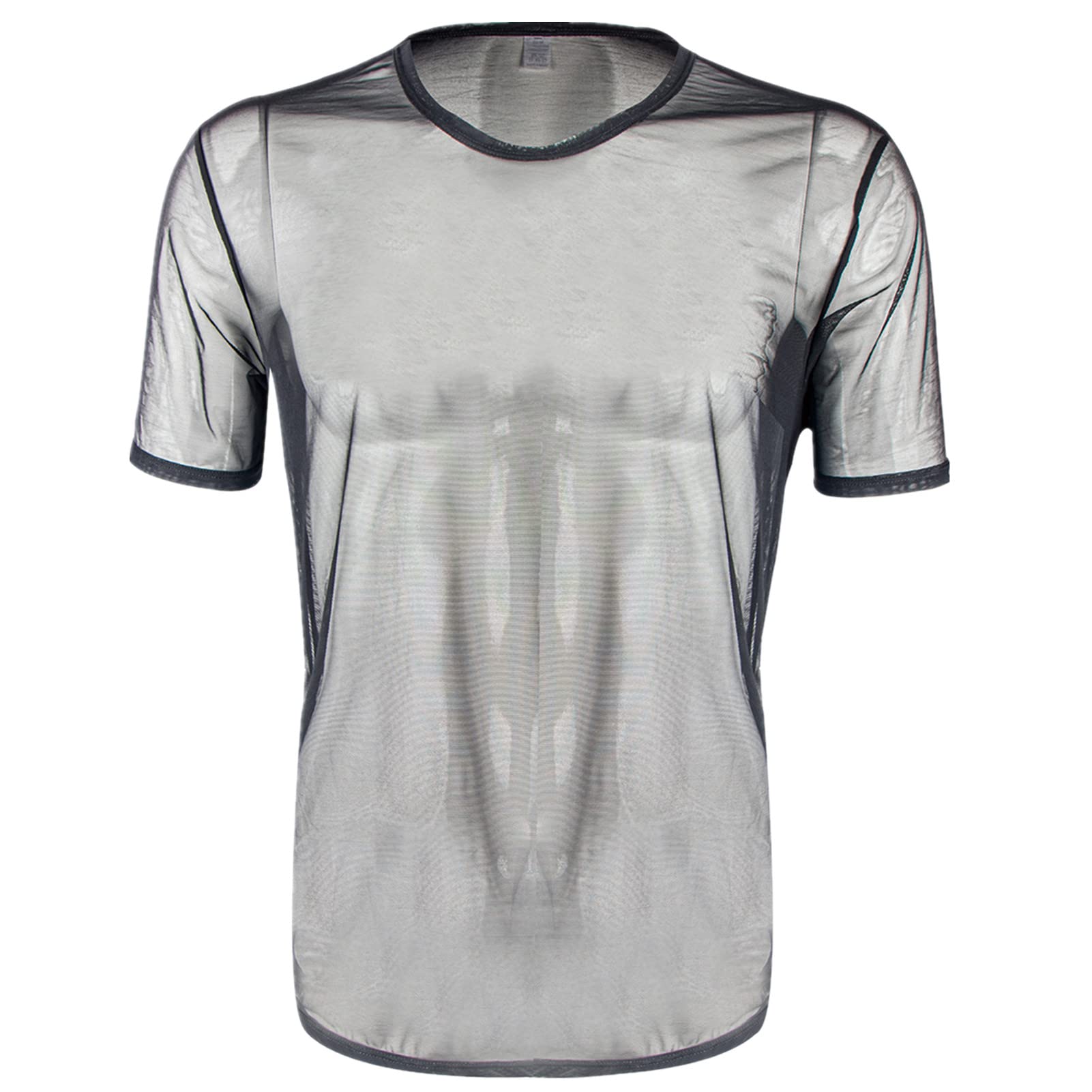 ZONBAILON Men's Sexy Mesh Fitted Shirt - Short Sleeve See Through Transparent Muscle T-Shirt for Men | Perfect for Gym, Beach, Nightclub & Summer Fashion