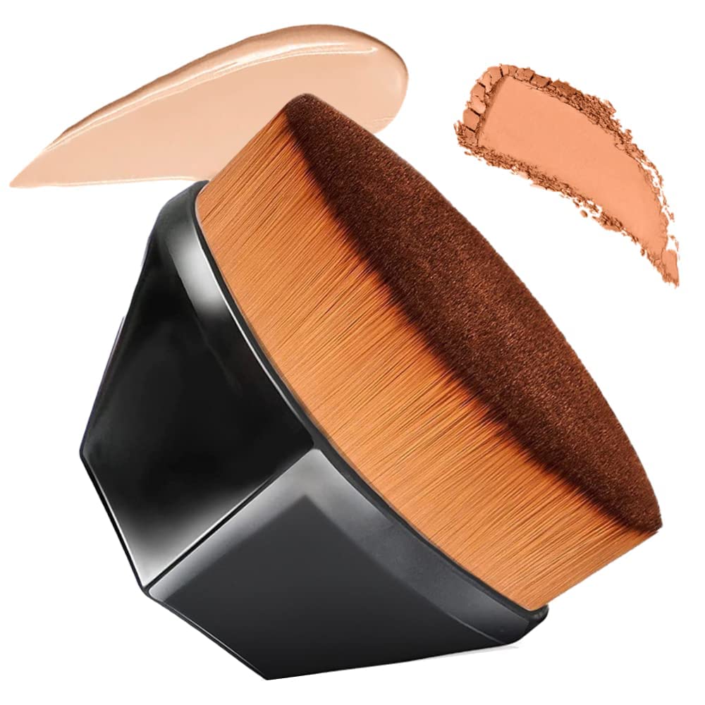 Dadswell Liquid Makeup Foundation Brush - Professional Flat Top Kabuki Brush for Seamless Blending of Liquid, Cream & Powder | Hexagon Handle with Travel Case | Perfect for Everyday Makeup & On-the-Go Touchups