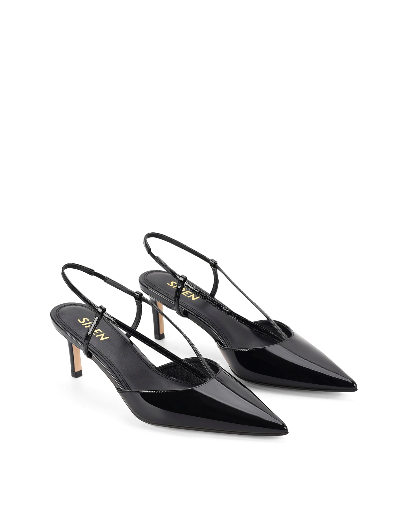 Dreamer Slingback Kitten Heels - Black Patent Leather Women's Shoes | Comfortable Low Heels for Work, Party & Daily Wear