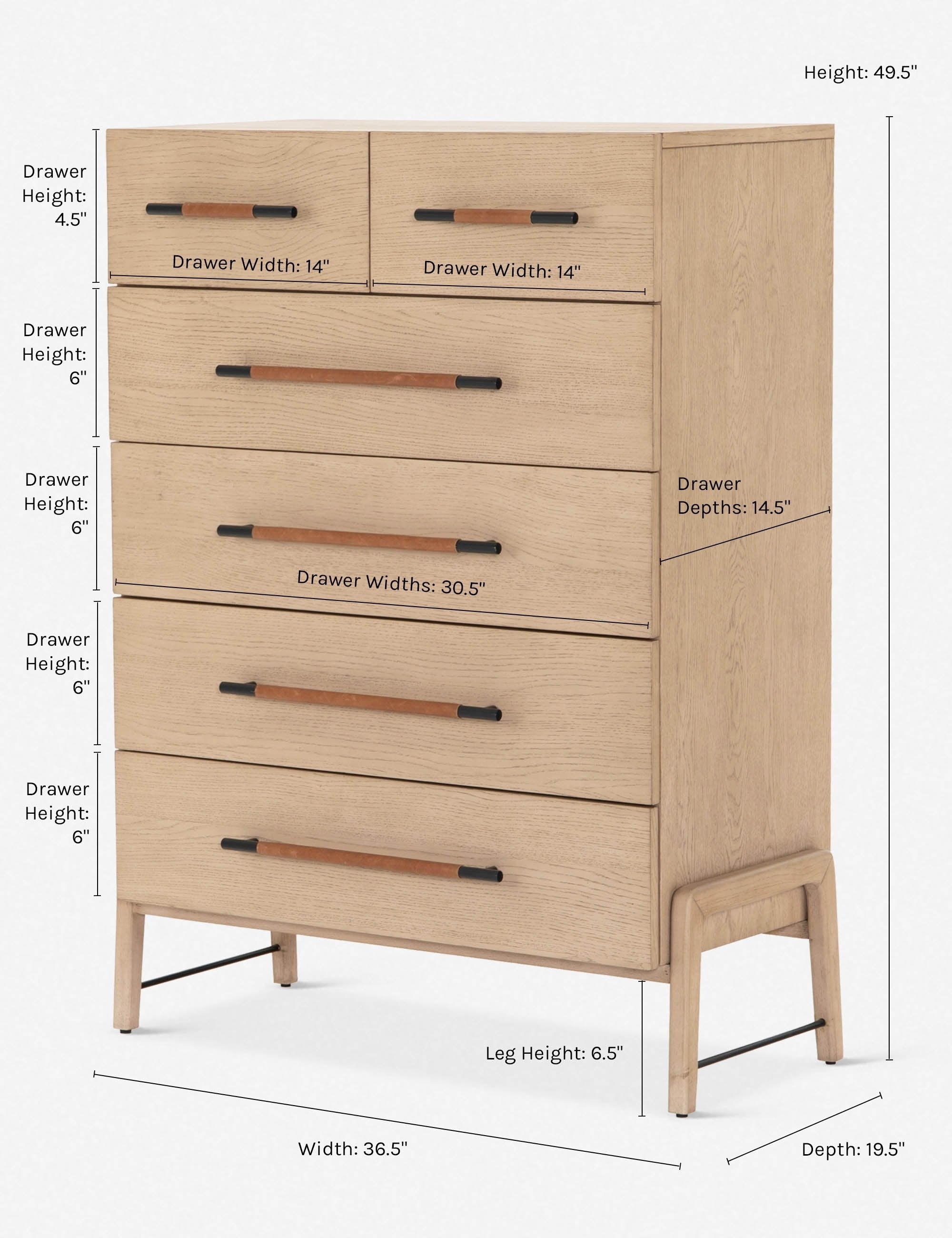 Avalon Tall 6-Drawer Dresser - Modern Wooden Chest of Drawers for Bedroom Storage & Organization - Perfect for Master Bedroom, Guest Room or Nursery