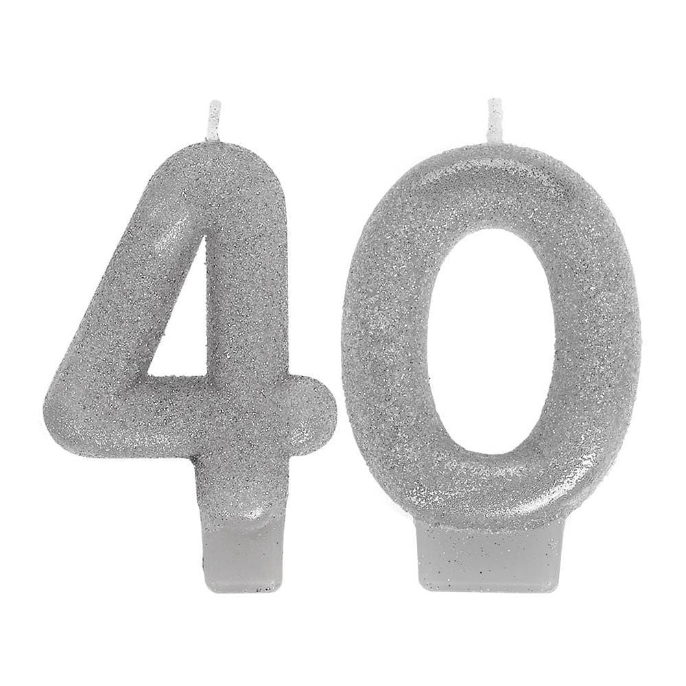 40th Birthday Sparkling Number Candles for Celebrations - Perfect for Anniversary, Wedding, and Party Decorations