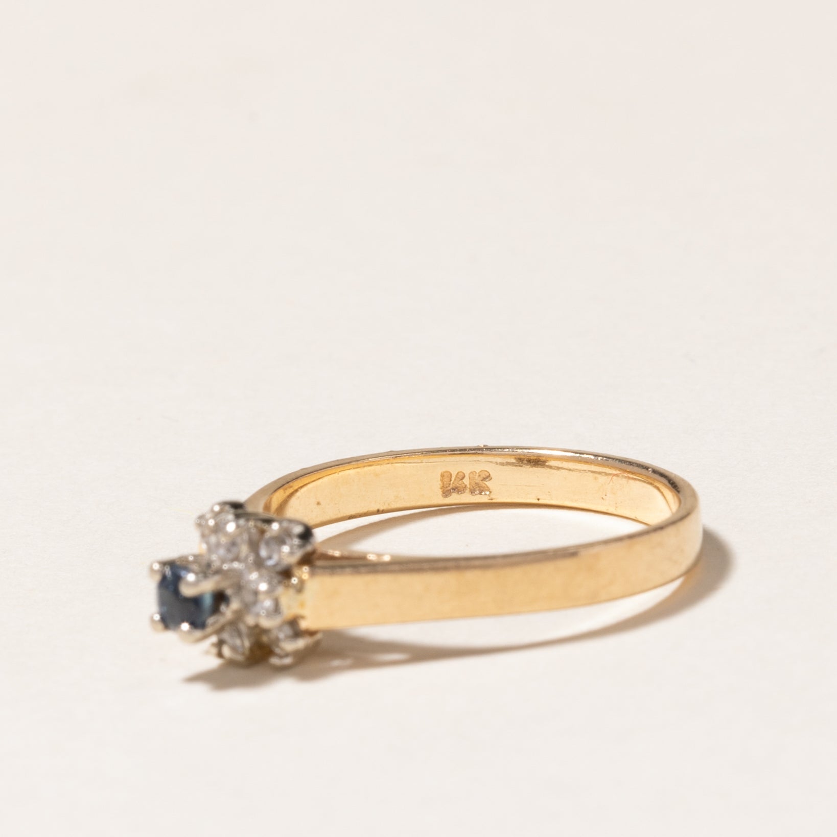 14K White Gold Sapphire and Diamond Halo Engagement Ring - 0.08ct Center Stone, 0.12ctw Total Diamond Weight - Size 5 - Perfect for Wedding, Proposal, Anniversary & Special Occasions