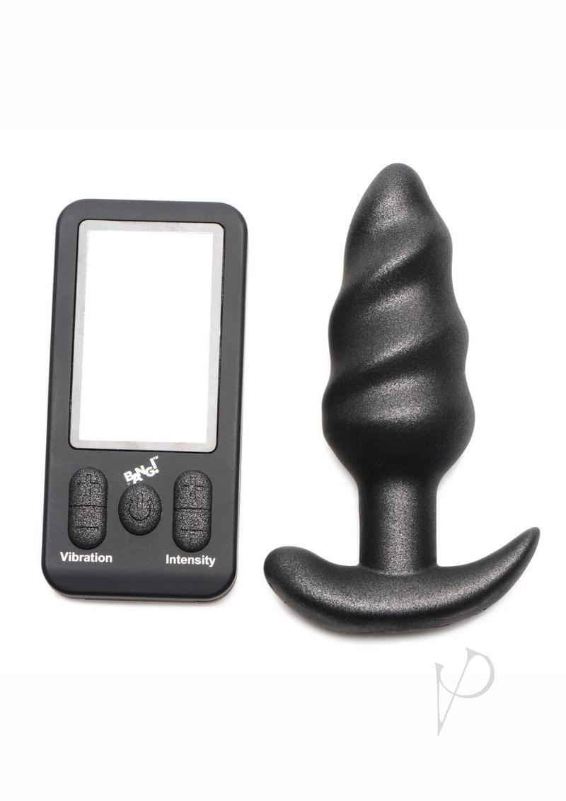 25x Rechargeable Silicone Swirl Anal Plug with Wireless Remote Control - Black - Perfect for Couples Play & Solo Pleasure