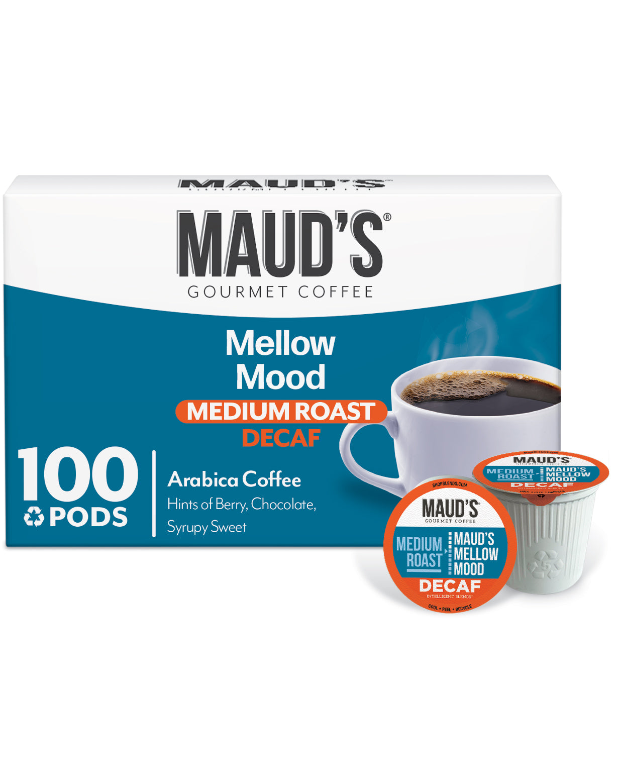 Maud's Decaf Medium Roast Coffee Pods - 100% Arabica, Low Acid, K-Cup Compatible - Perfect for Home, Office & Gifting