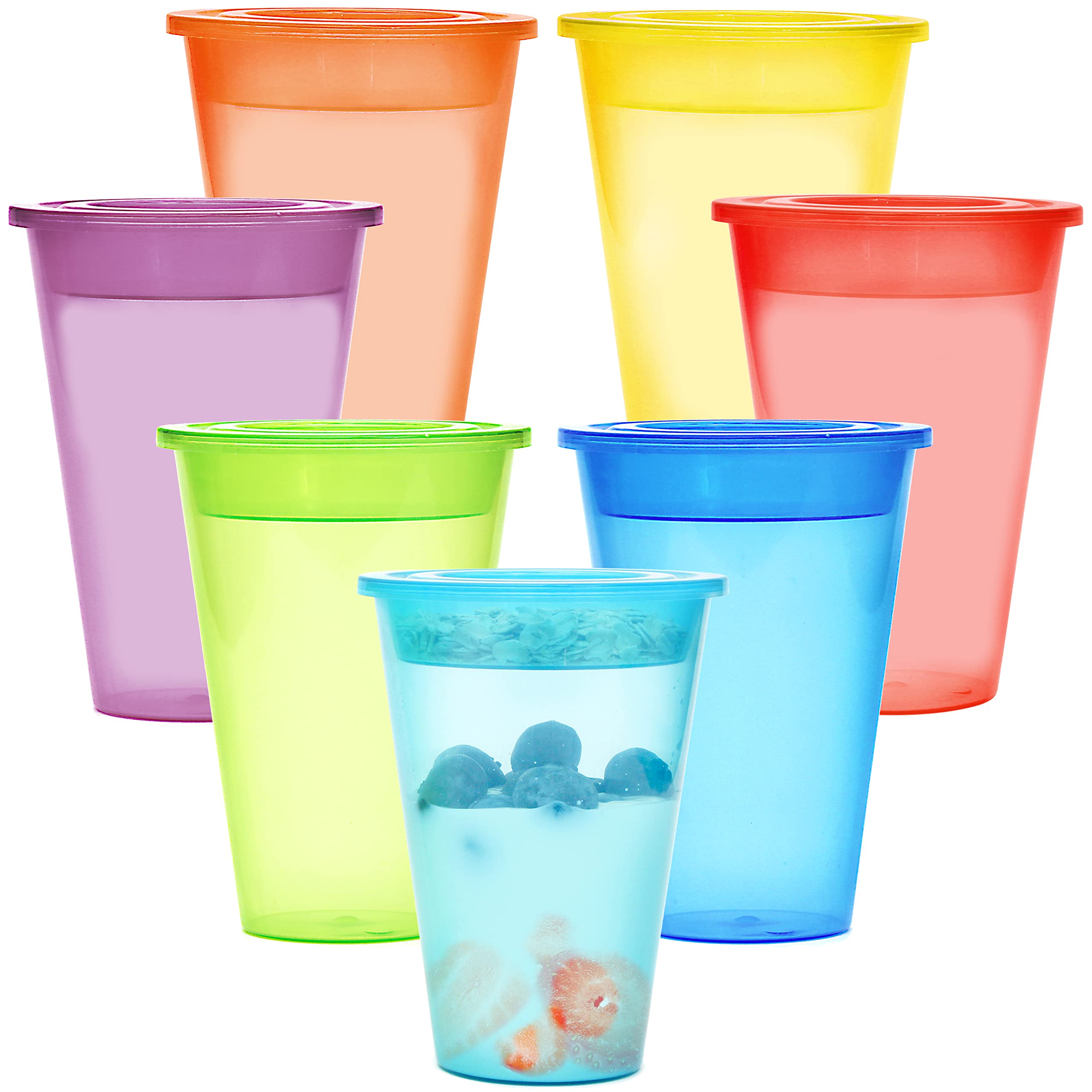 Youngever 7-Piece Reusable Plastic Parfait Cups Set with Lids & Inserts - 12oz Spill-Proof Dessert & Yogurt Containers for Parties, Meal Prep & Snack Storage