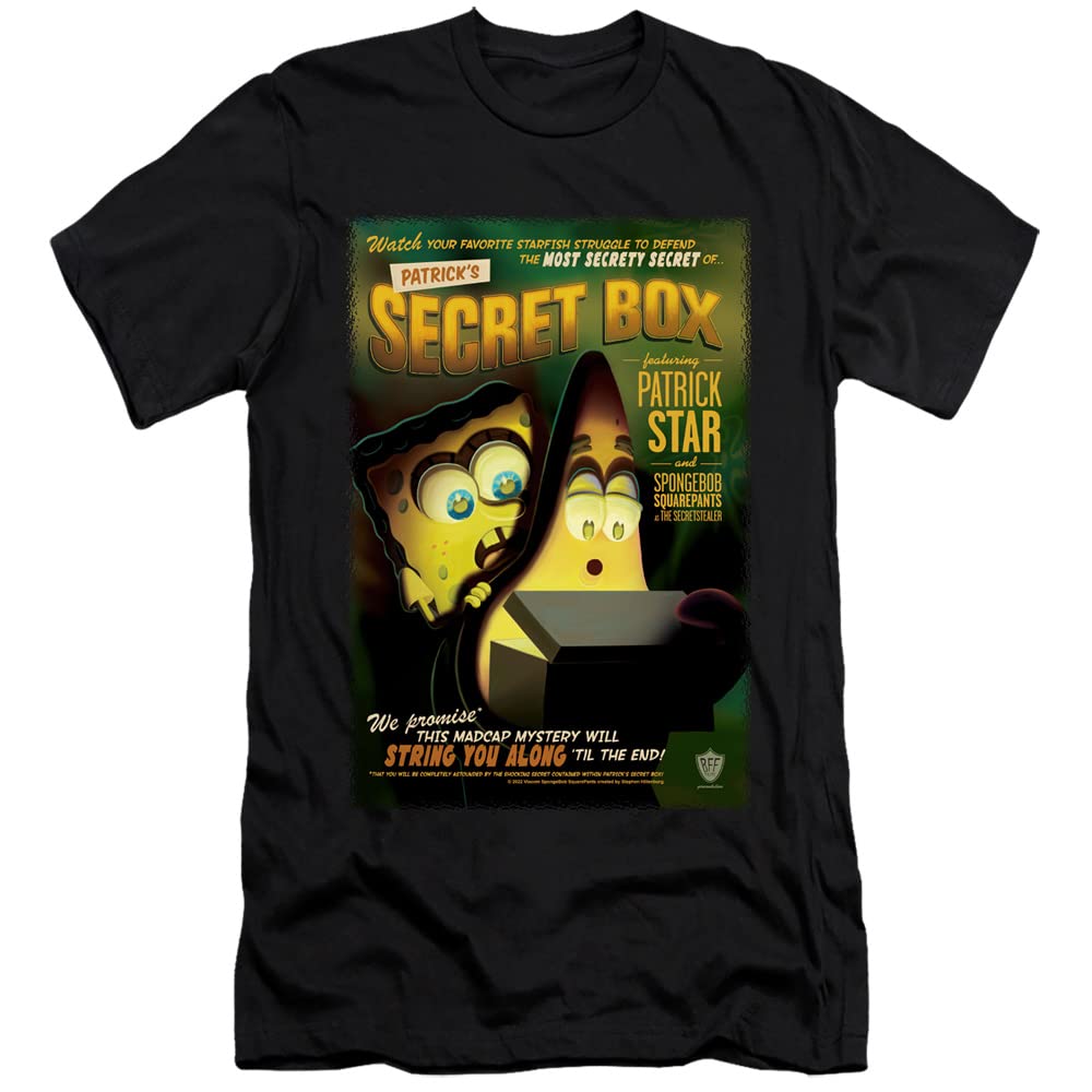 SpongeBob & Patrick's Secret Box Graphic T-Shirt for Adults - Unisex Canvas Tee - Funny Cartoon Tops for Casual Wear, Gifts & Cosplay