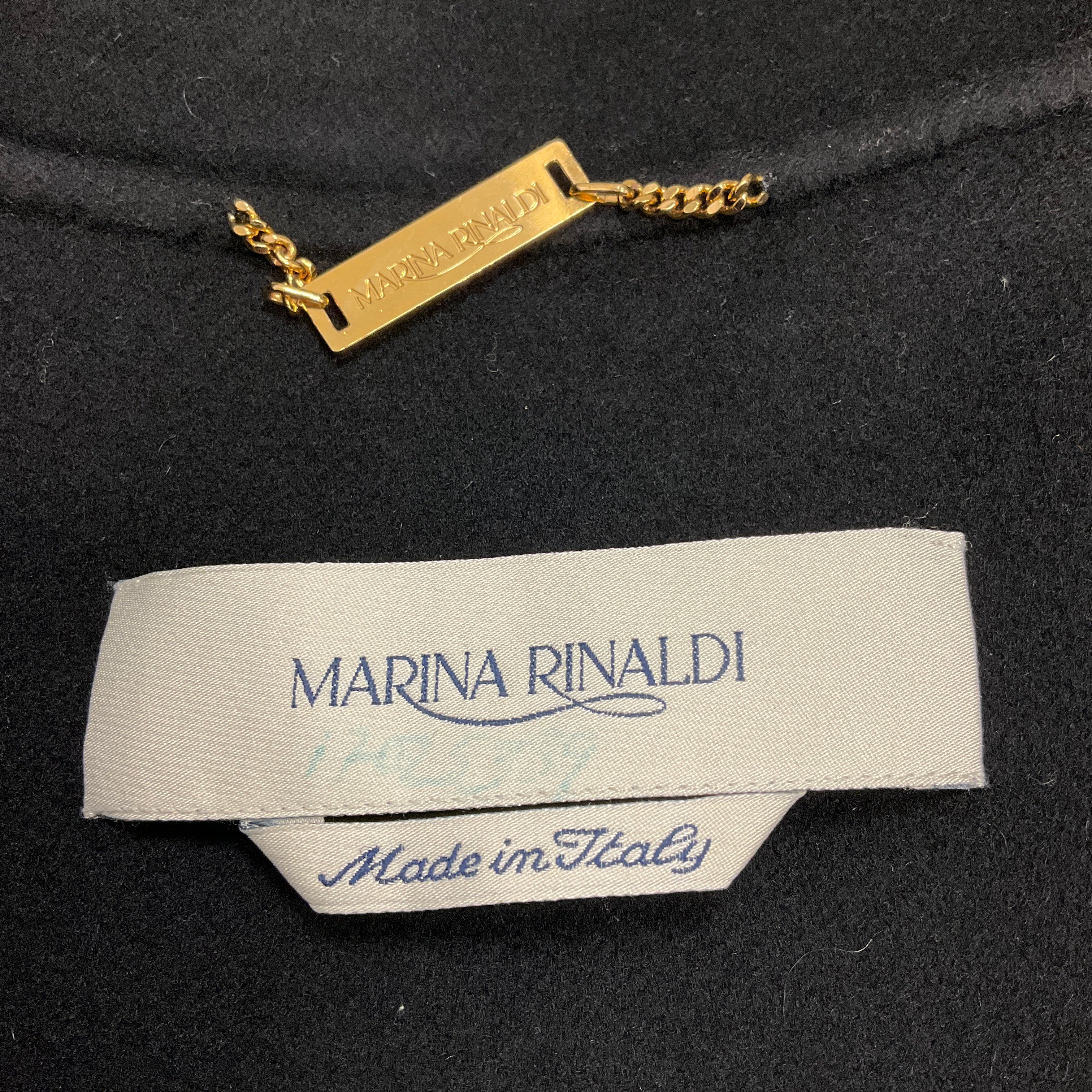 Marina Rinaldi Women's Black Wool Cashmere Blend Mid-Length Winter Coat - Perfect for Office, Evening Events & Cold Weather Fashion