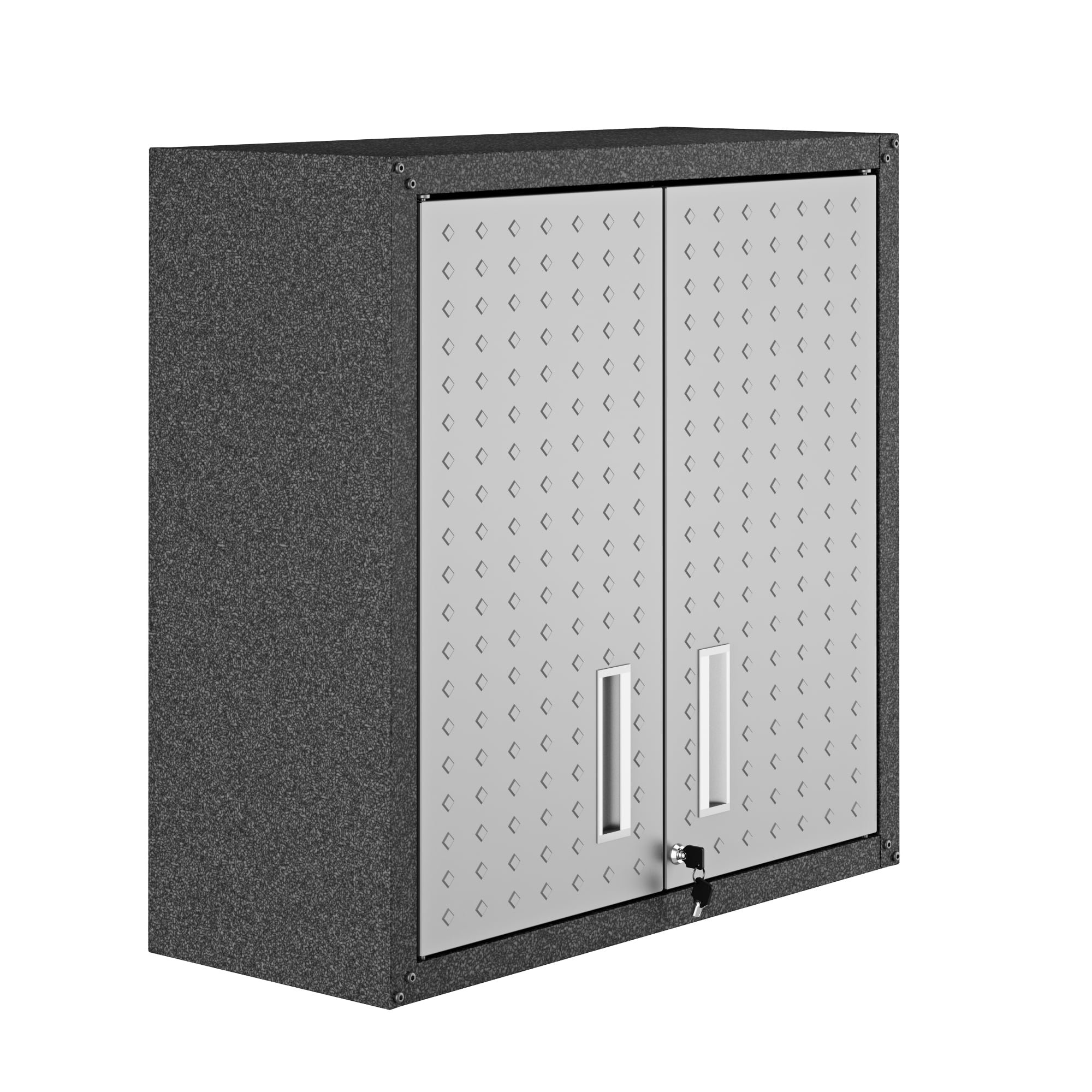 Manhattan Comfort Fortress Floating Garage Storage Cabinet - Black/Grey | Heavy Duty Wall Mounted Organizer for Tools, Sports Gear & Home Supplies | Perfect for Garage, Basement & Workshop Organization